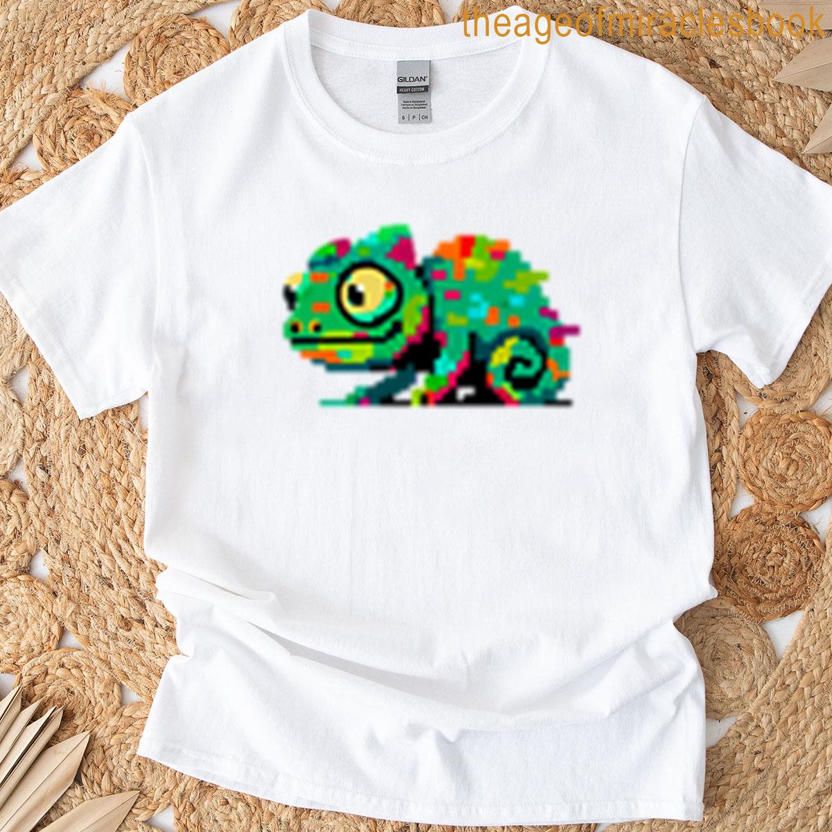 Colorful Pixel Chameleon Art T-shirt