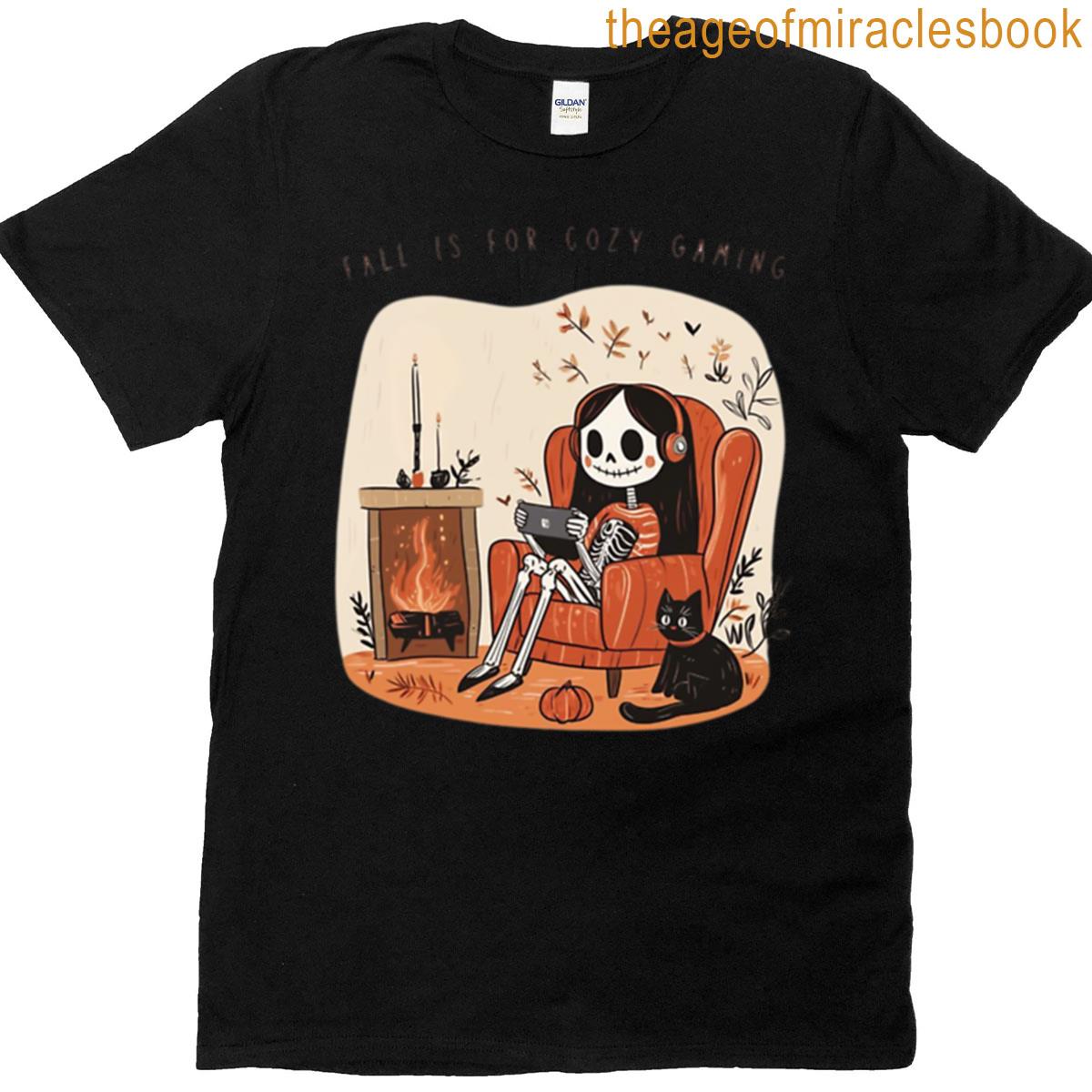 Cozy Skeleton Gaming Fall T-shirt