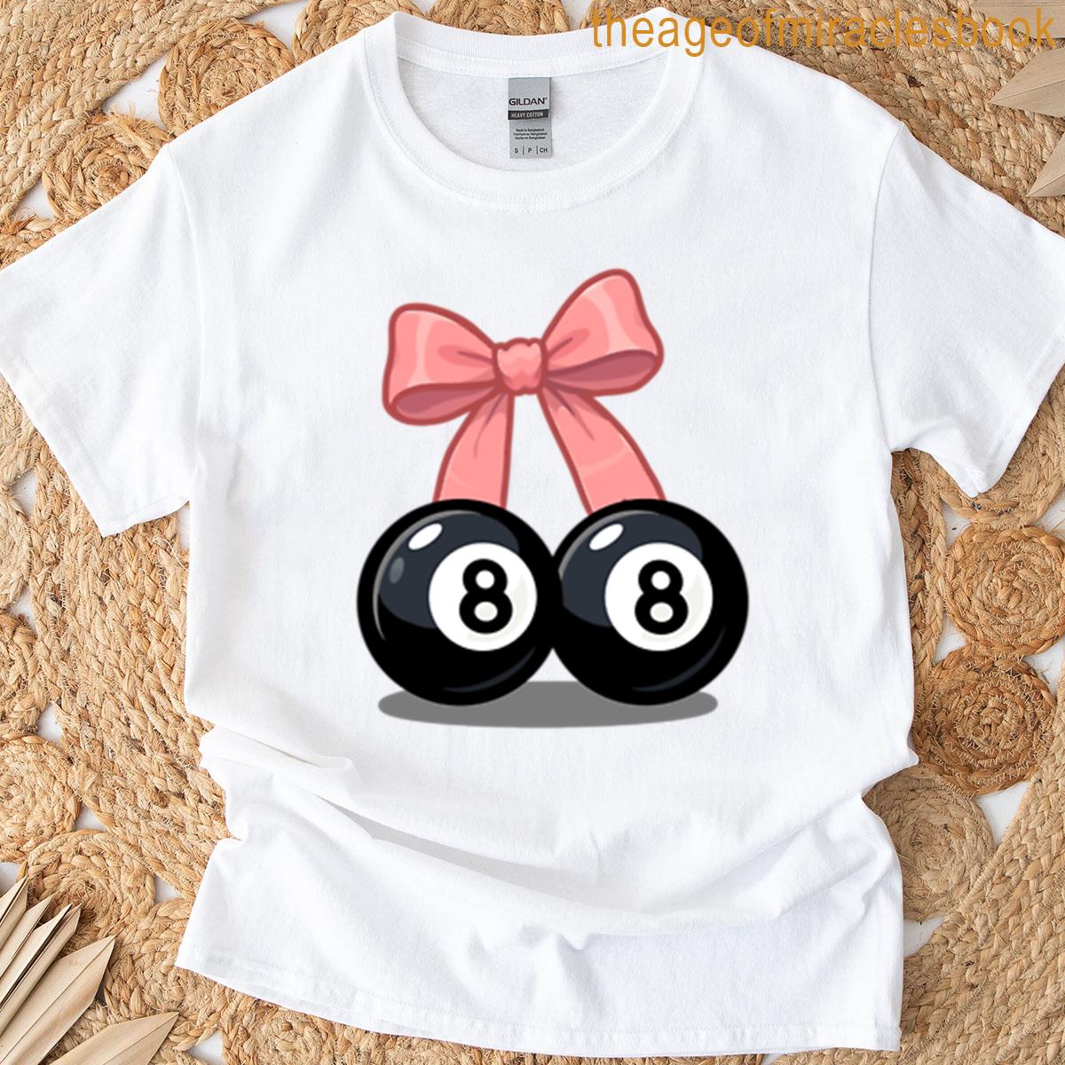 Cute 8 Ball Cherry Bow – Fun Retro Pool Luck Design T-shirt