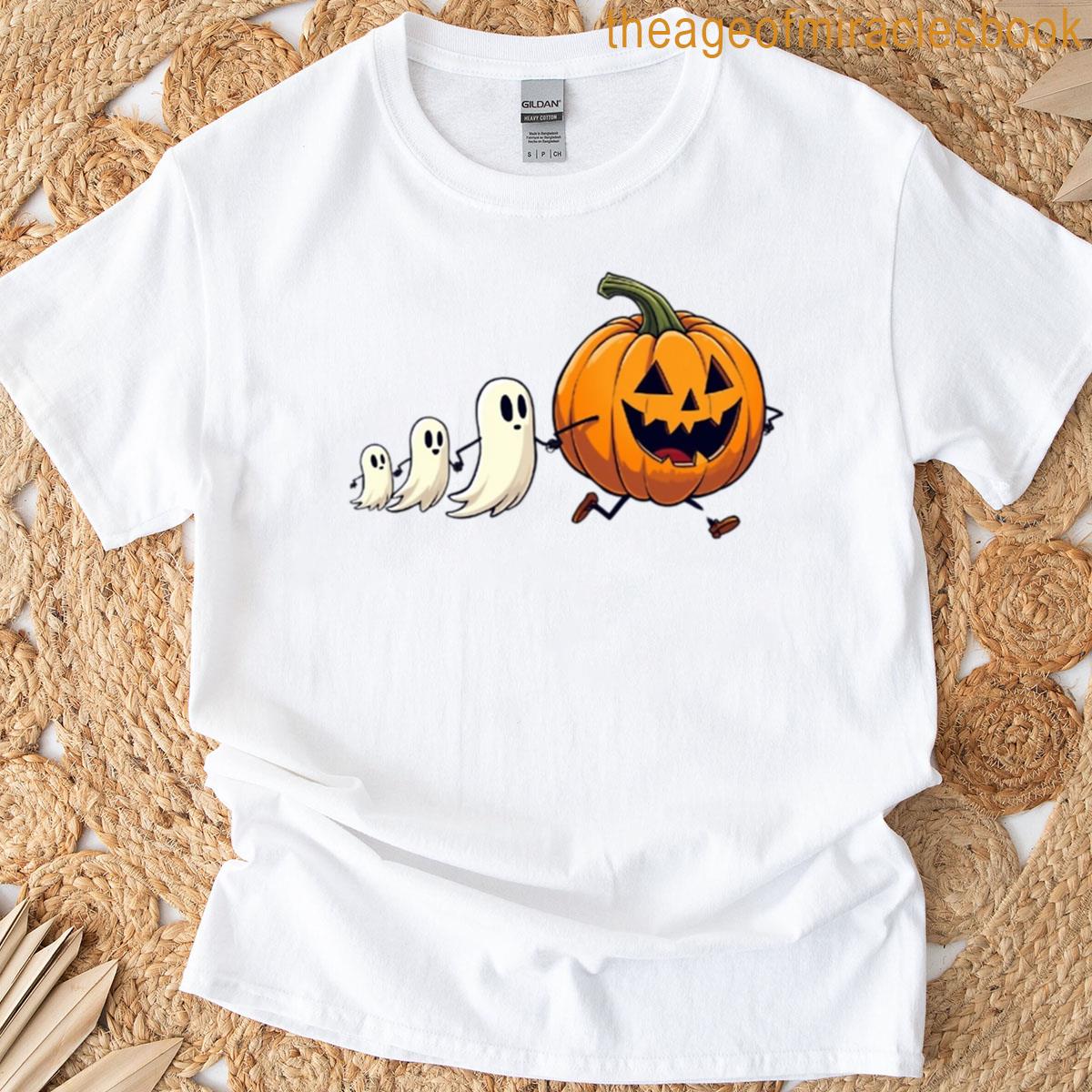 Funny Halloween Pumpkin Eating Ghost Tee T-shirt