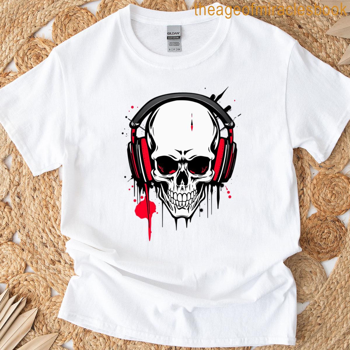 Hardcore Dripping Skull With Headphones T-shirt