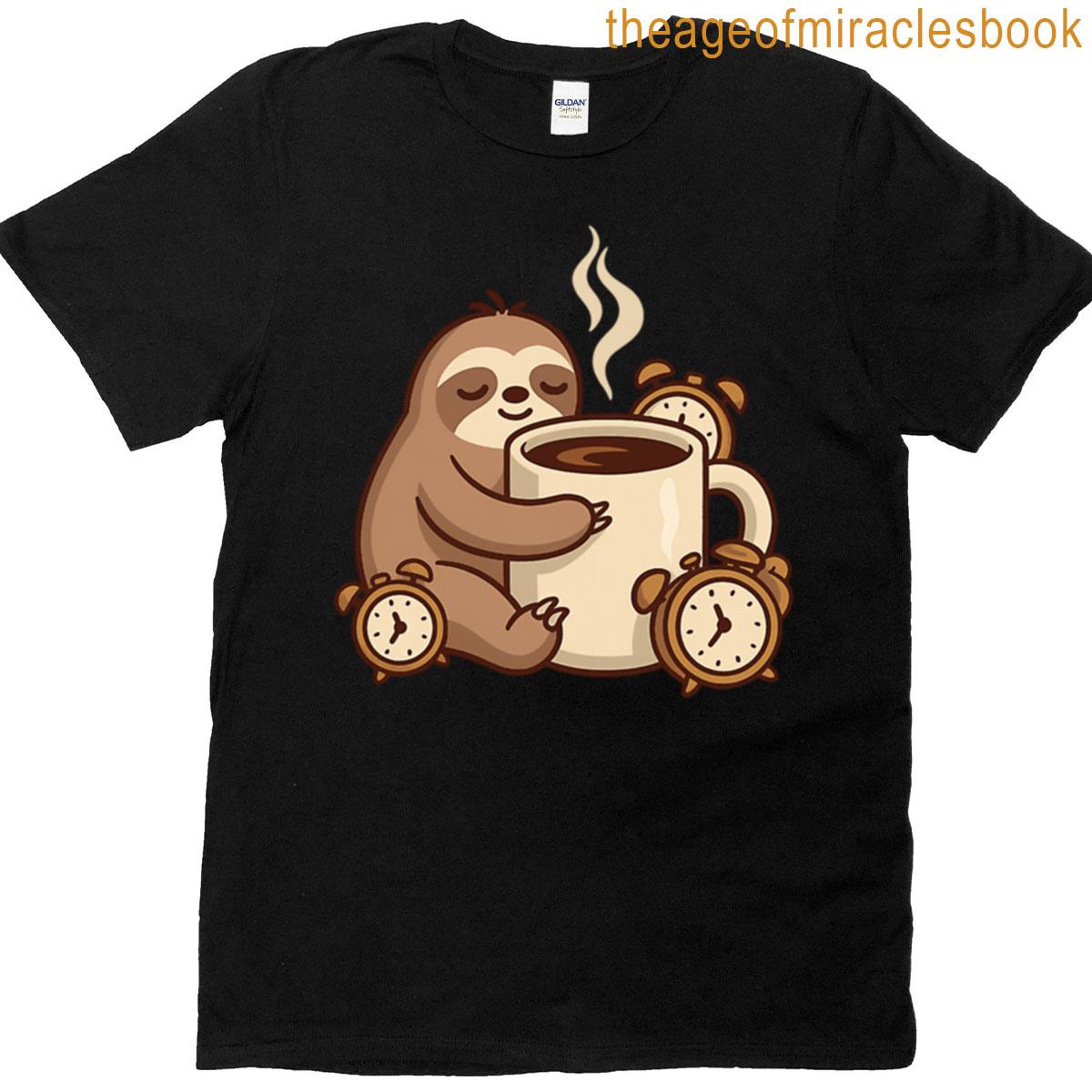 Procaffeinating Sleepy Sloth Coffee Delay Design T-shirt