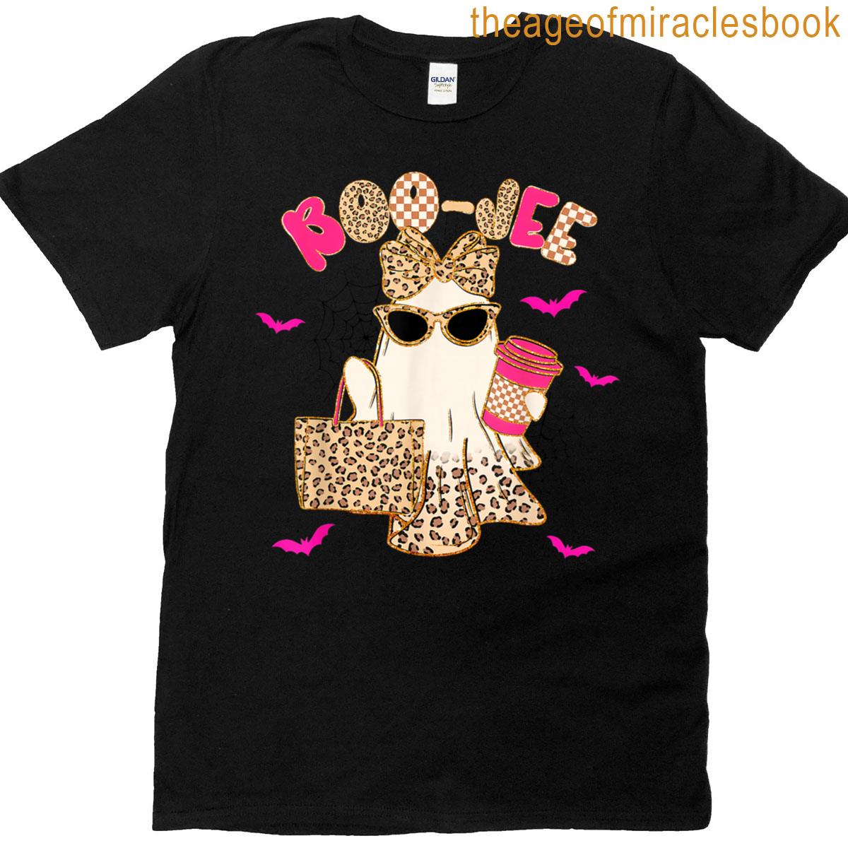 Boo Jee Boujee Leopard Ghost Halloween October Vibes T-shirt