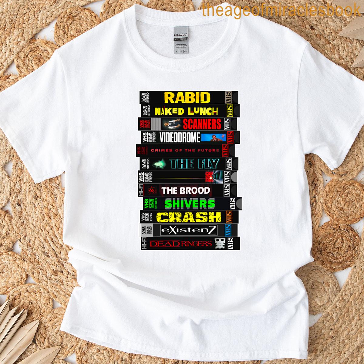 David Cronenberg Horror Movie Vhs Stack T-shirt