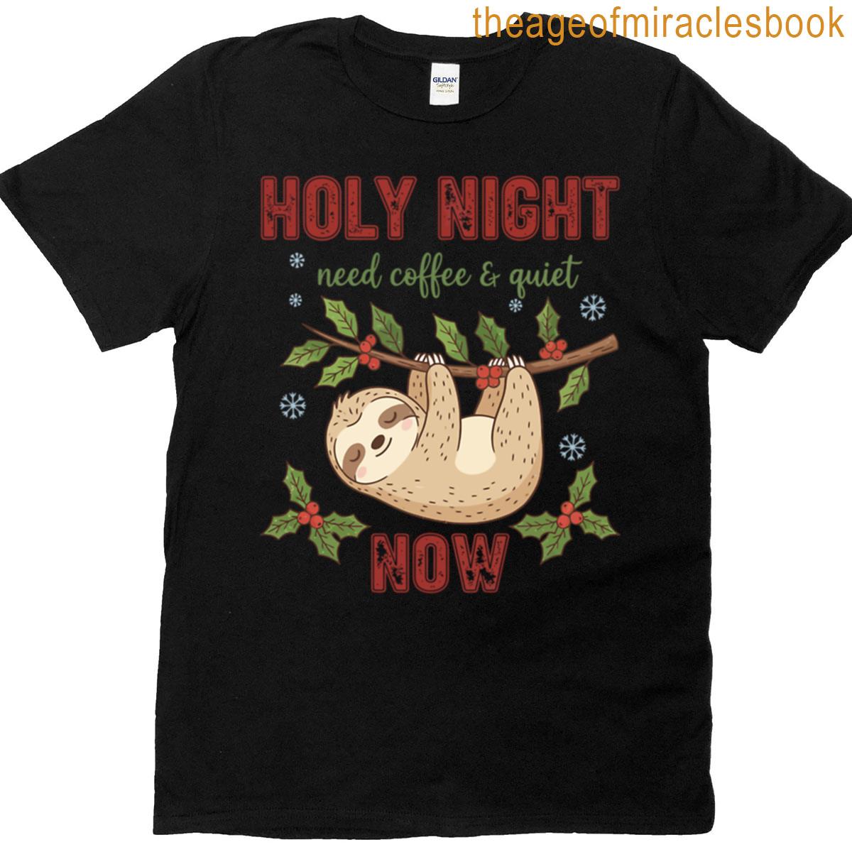 Festive Sloth Holy Night Coffee T-shirt