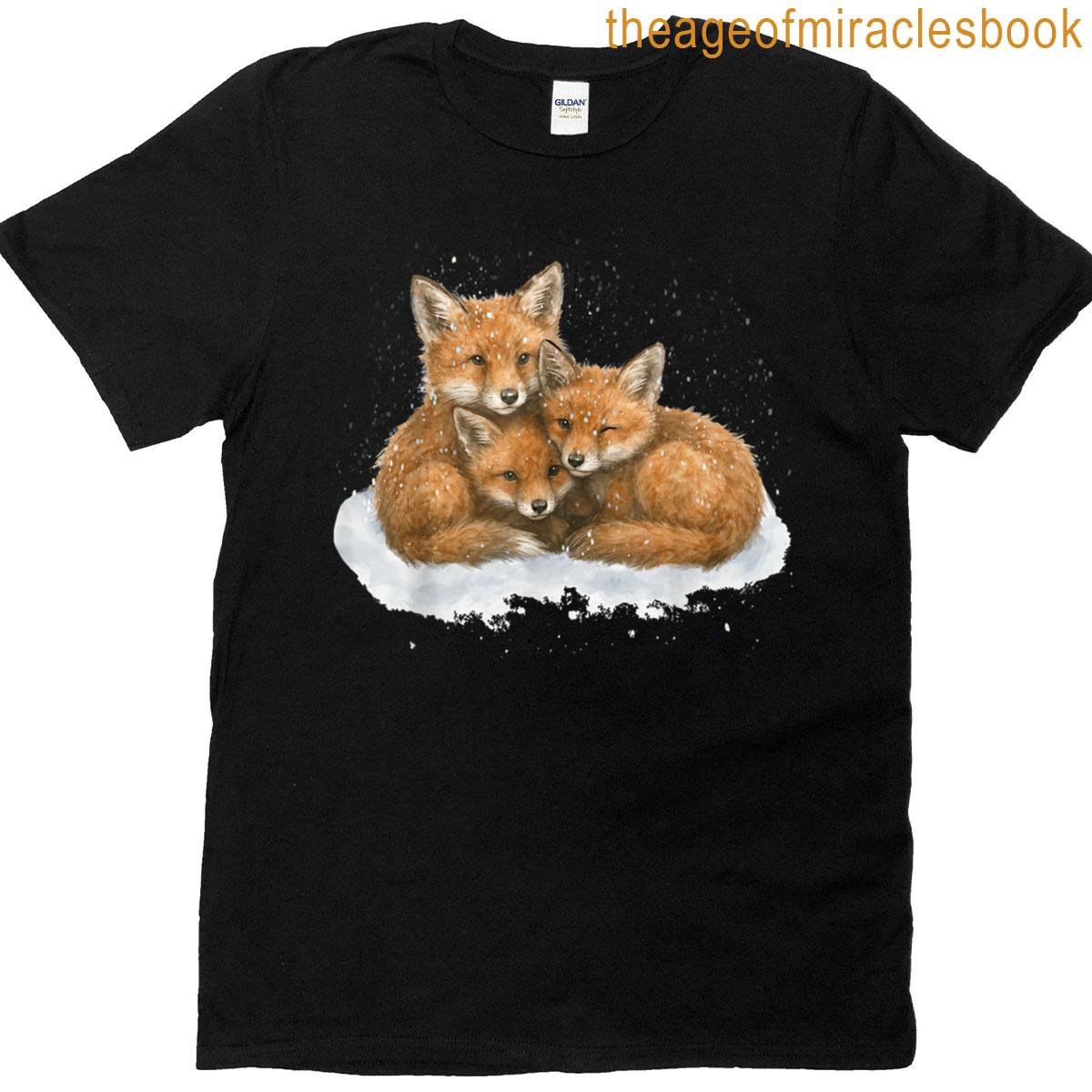 Fox Cubs Cudding In The Snow T-shirt