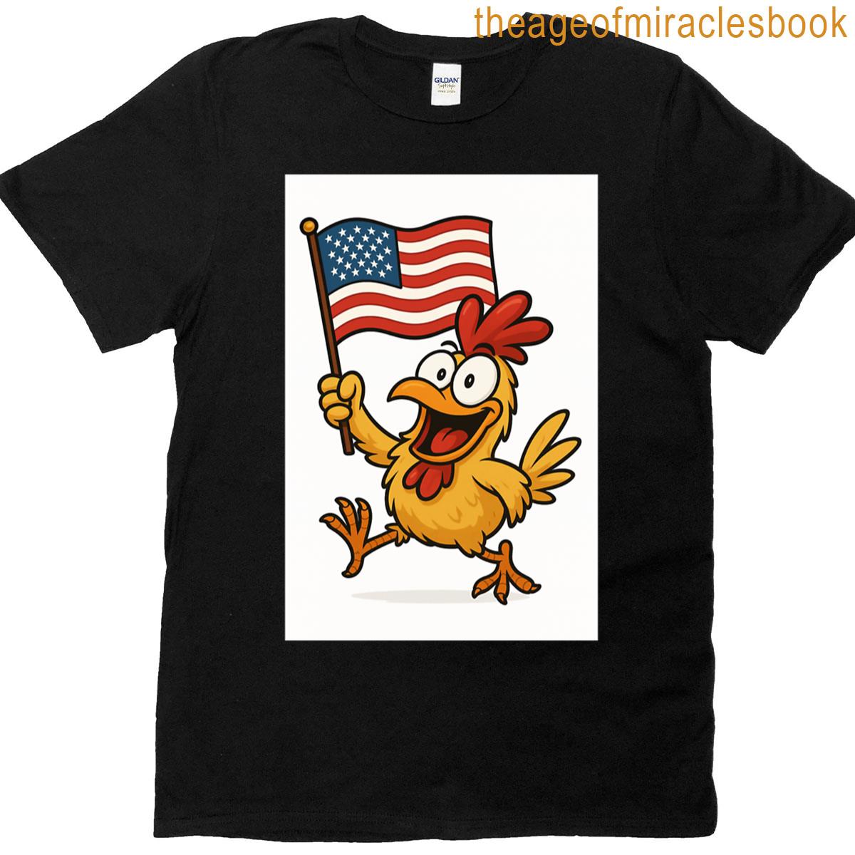 Funny Chicken With Us Flag T-shirt