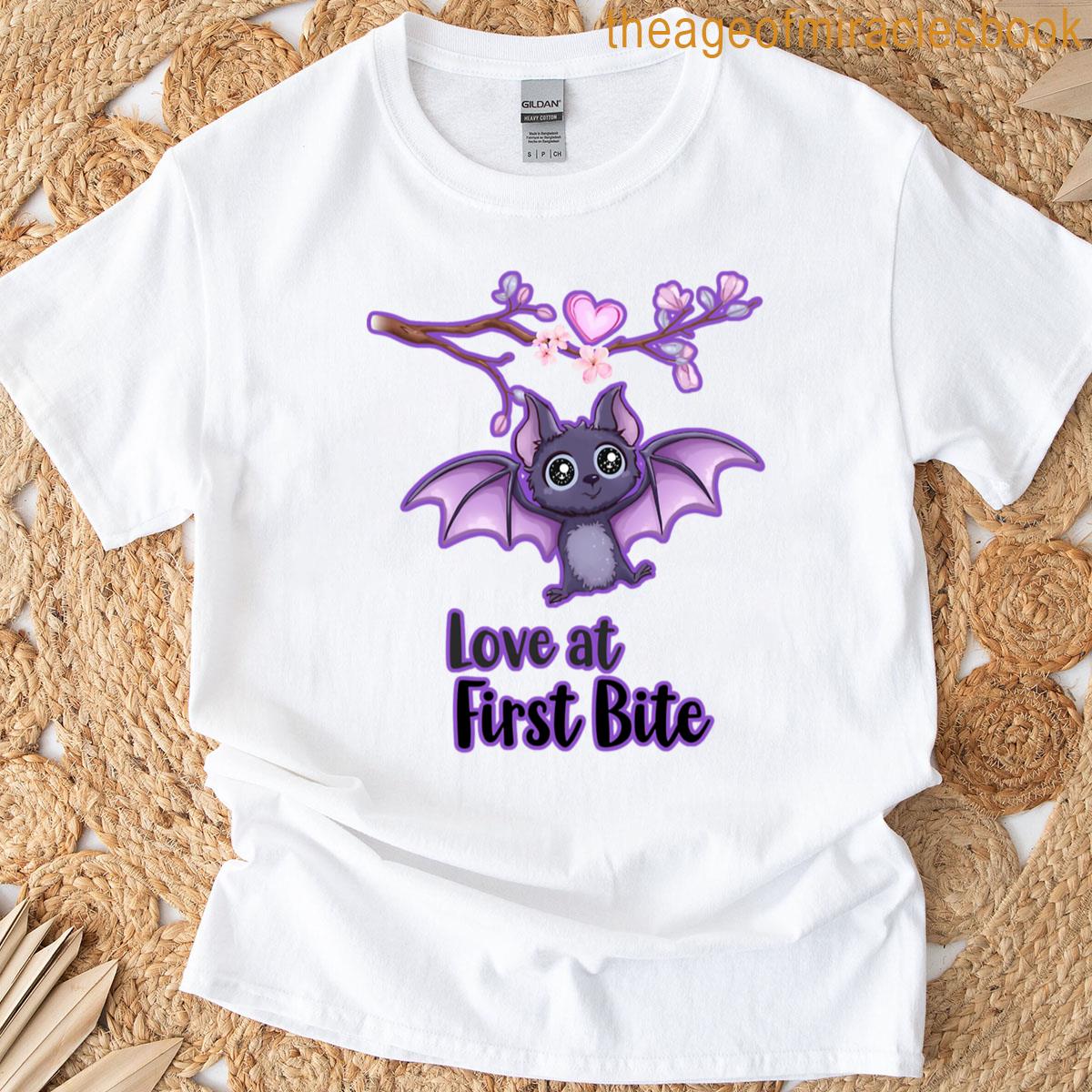 Love At First Bite Cute Bat Valentine T-shirt