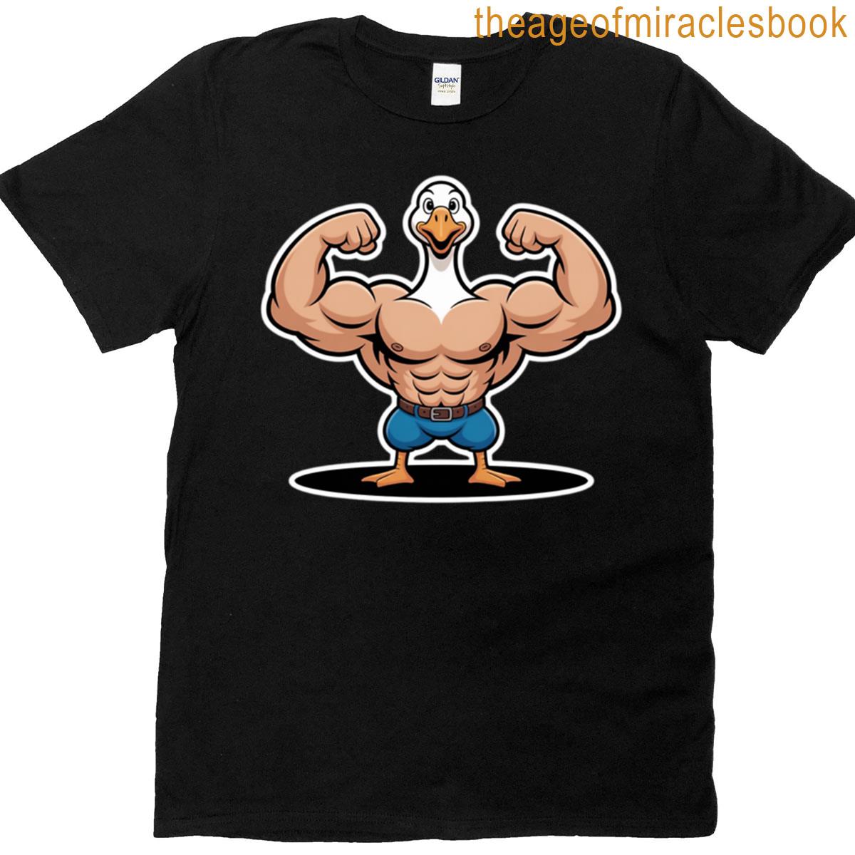 Muscular Cartoon Duck Flexing T-shirt