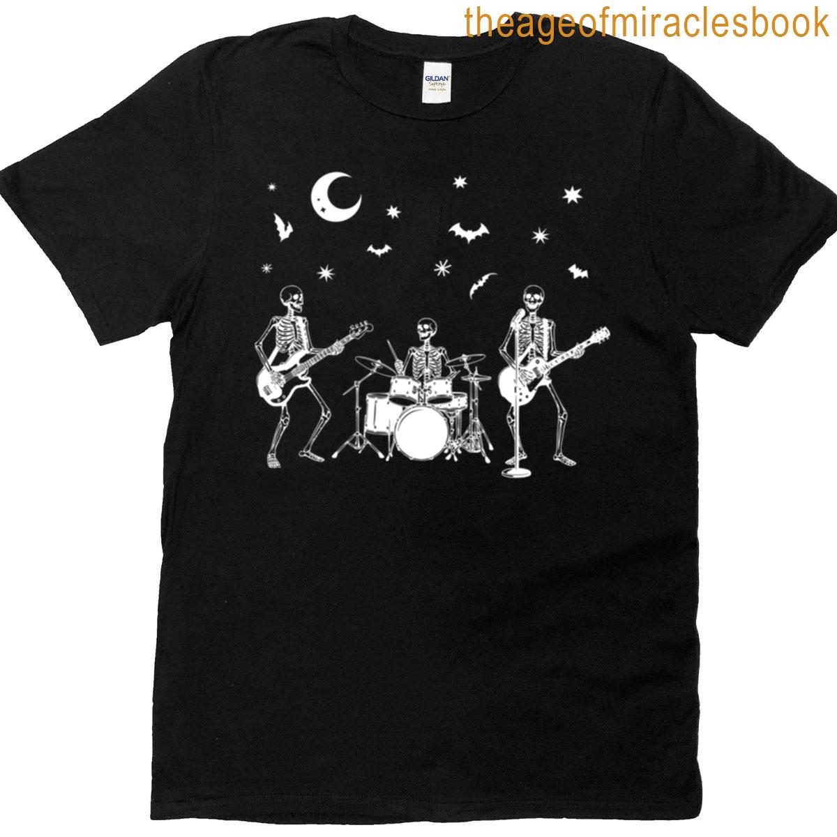 Skeleton Jam Band – White Ink T-shirt