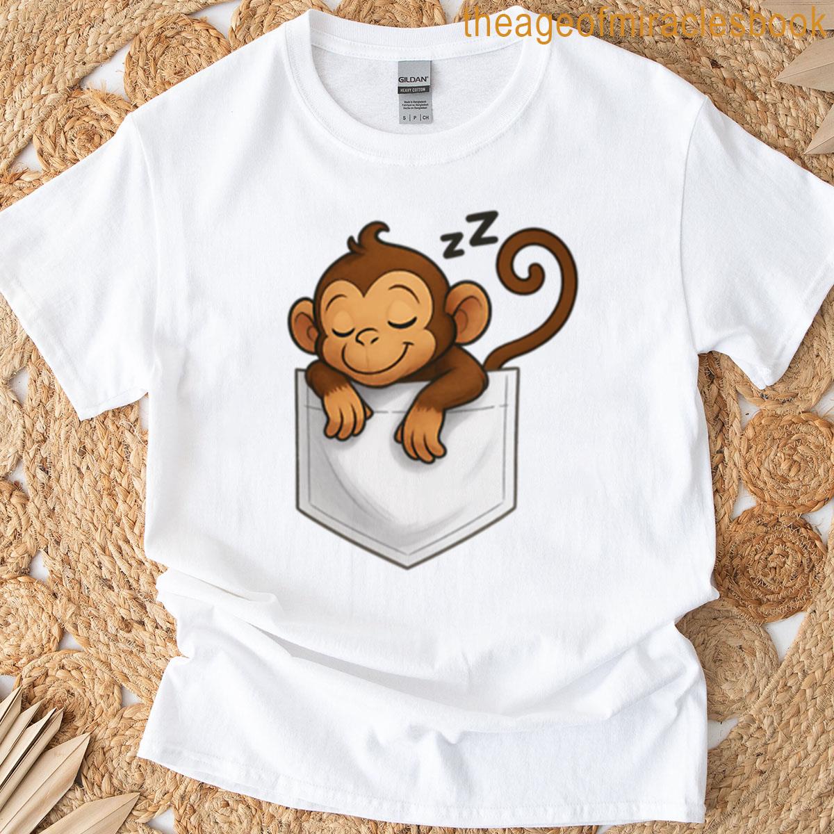 Sleeping Monkey In Pocket Oversized T-shirt
