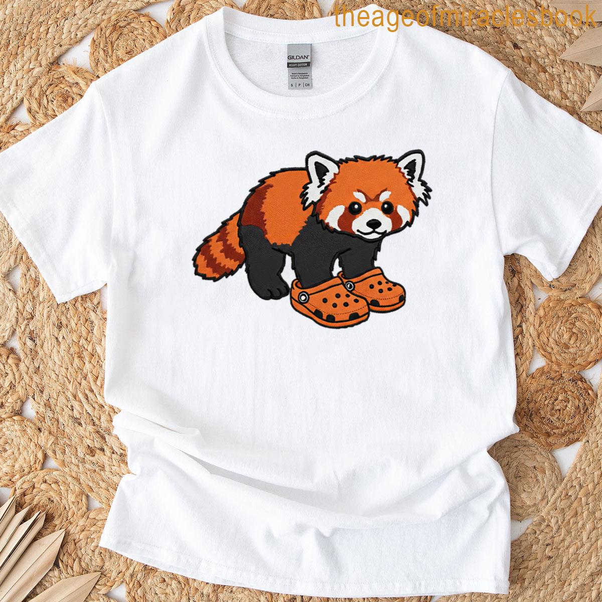 Cute Red Panda Wearing Crocs Oversized T-shirt