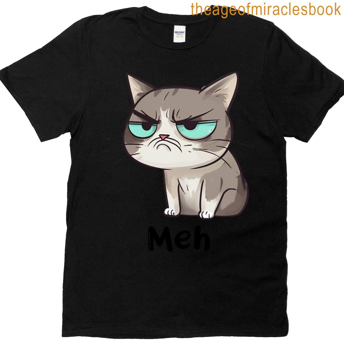 Funny Disgruntled Kitten Meme Style Graphic T-shirt