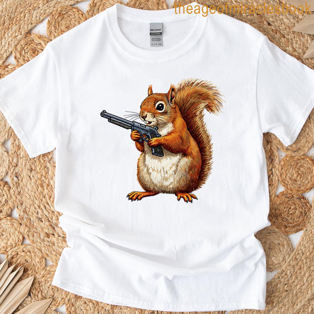 Funny Squirrel Holding A Shotgun Oversized T-shirt