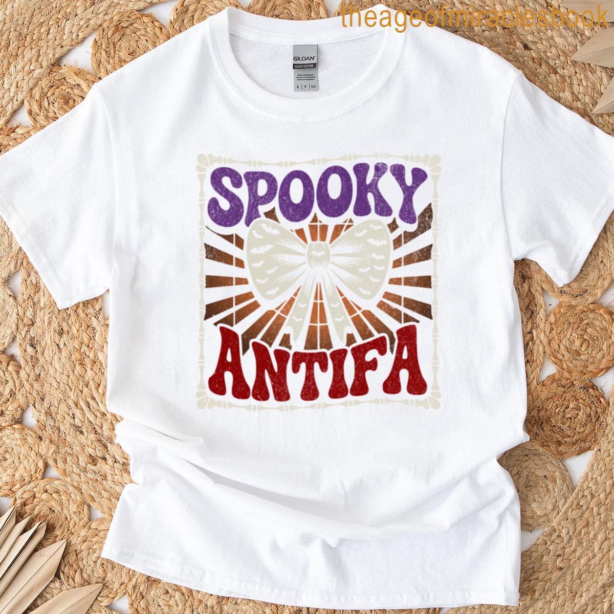 Spooky Antifa Halloween Statement Design With Bone Aesthetics T-shirt