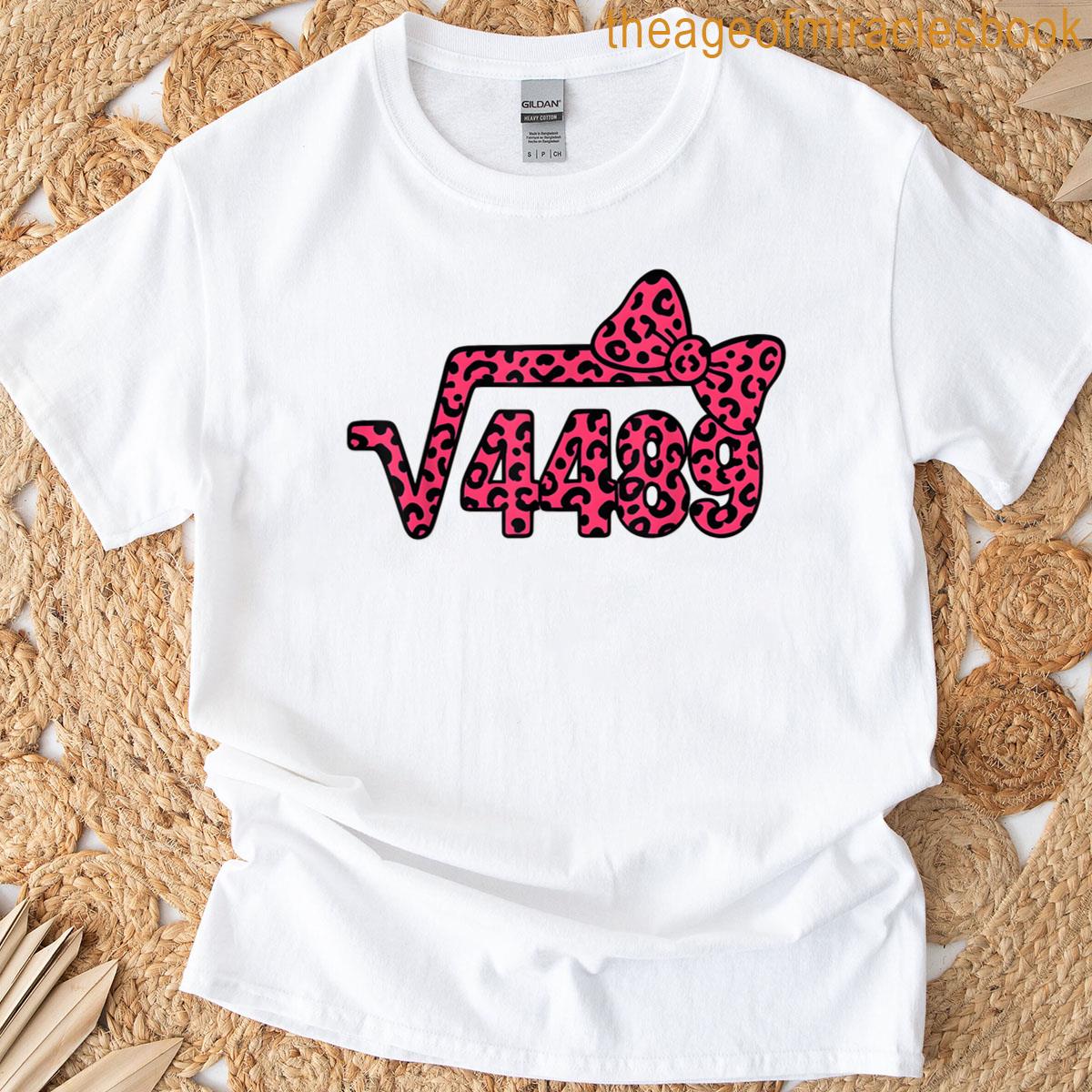 6 7 Leopard Pattern Meme Square Root 4489 Slang Math Teacher T-shirt