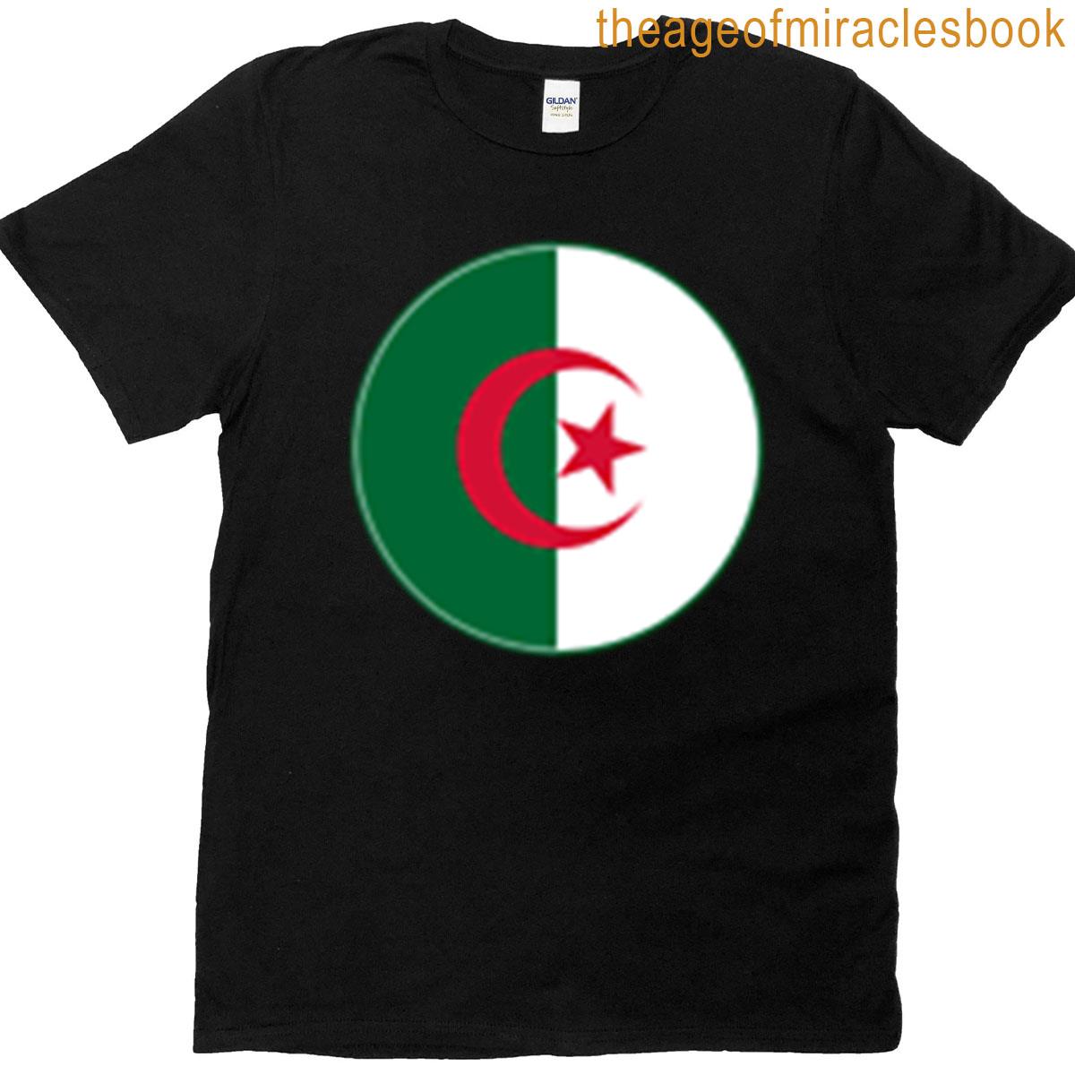 Algeria Flag Circle Star Crescent Design T-shirt