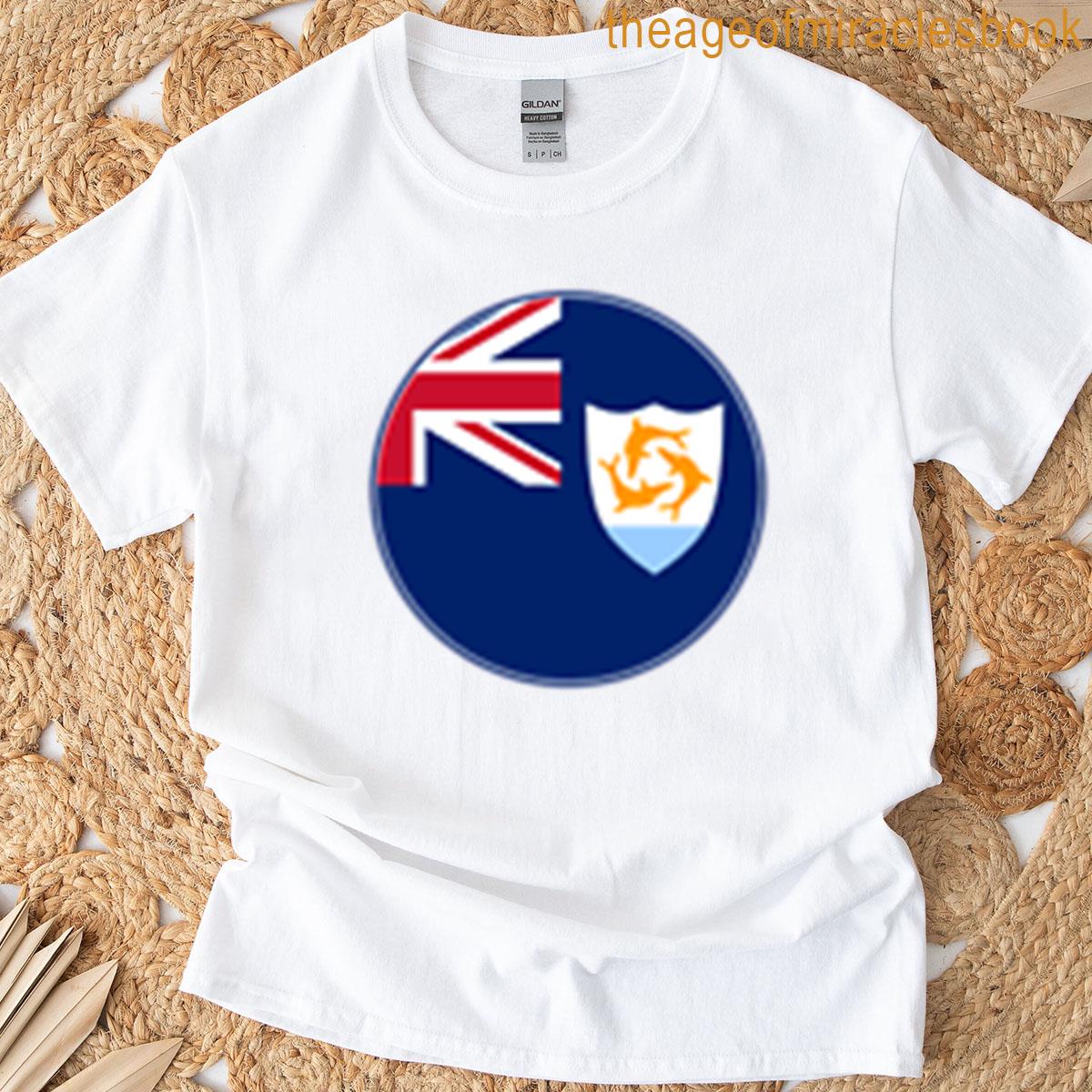 Anguilla Flag Circle Dolphins Union Jack Design T-shirt