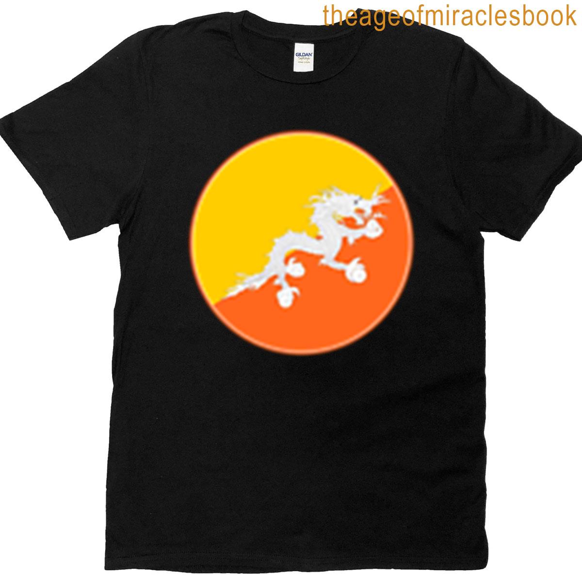 Bhutan Flag Circle Druk Thunder Dragon Design T-shirt