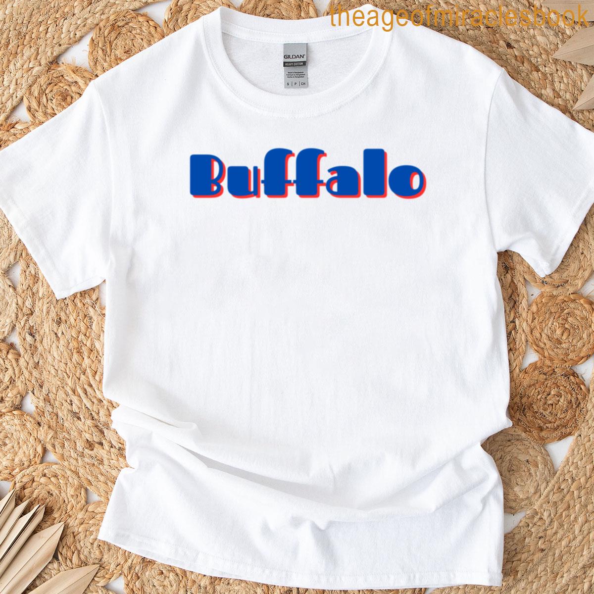 Buffalo Red And Blue Bold Text Graphic Design T-shirt