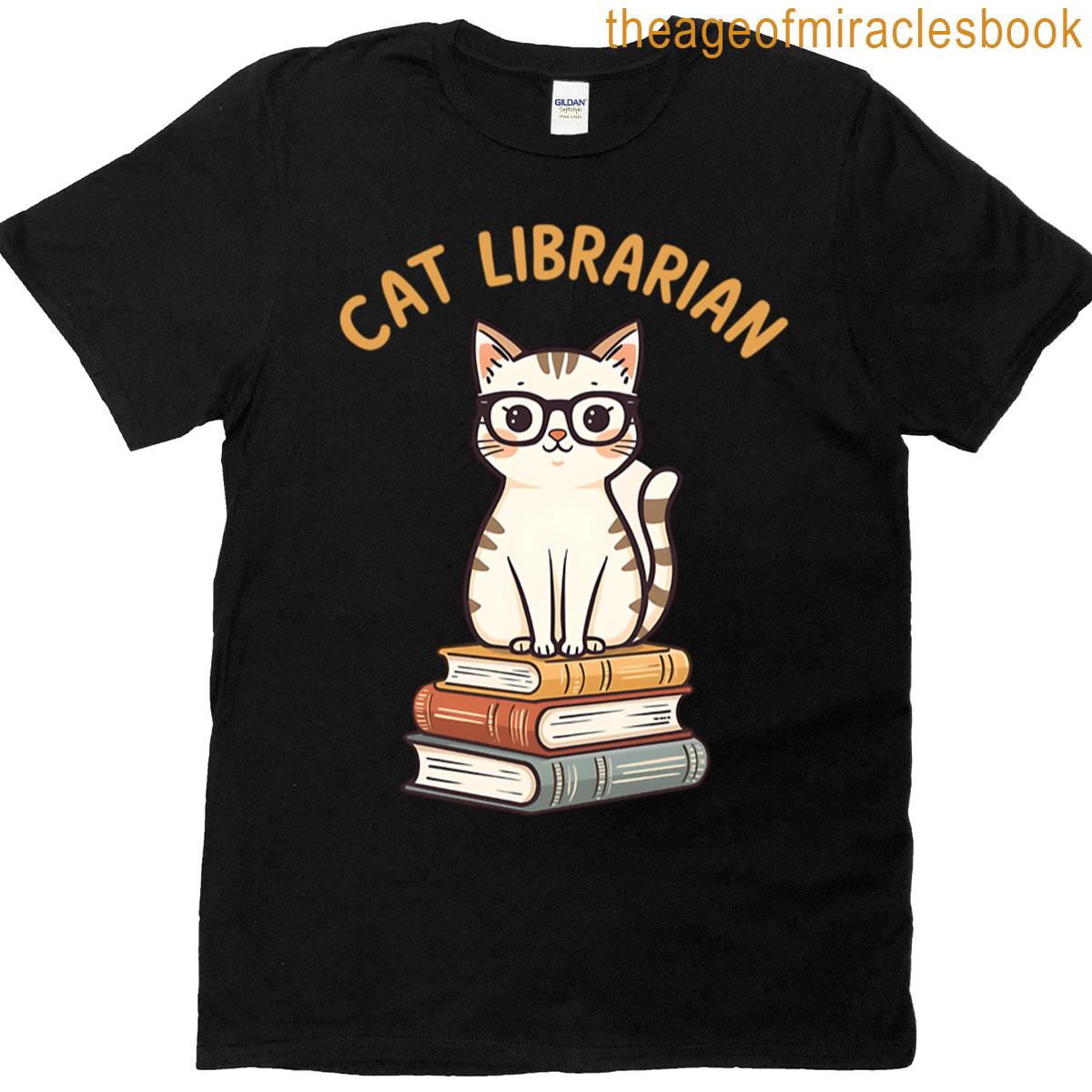 Cat Librarian Bookworm T-shirt