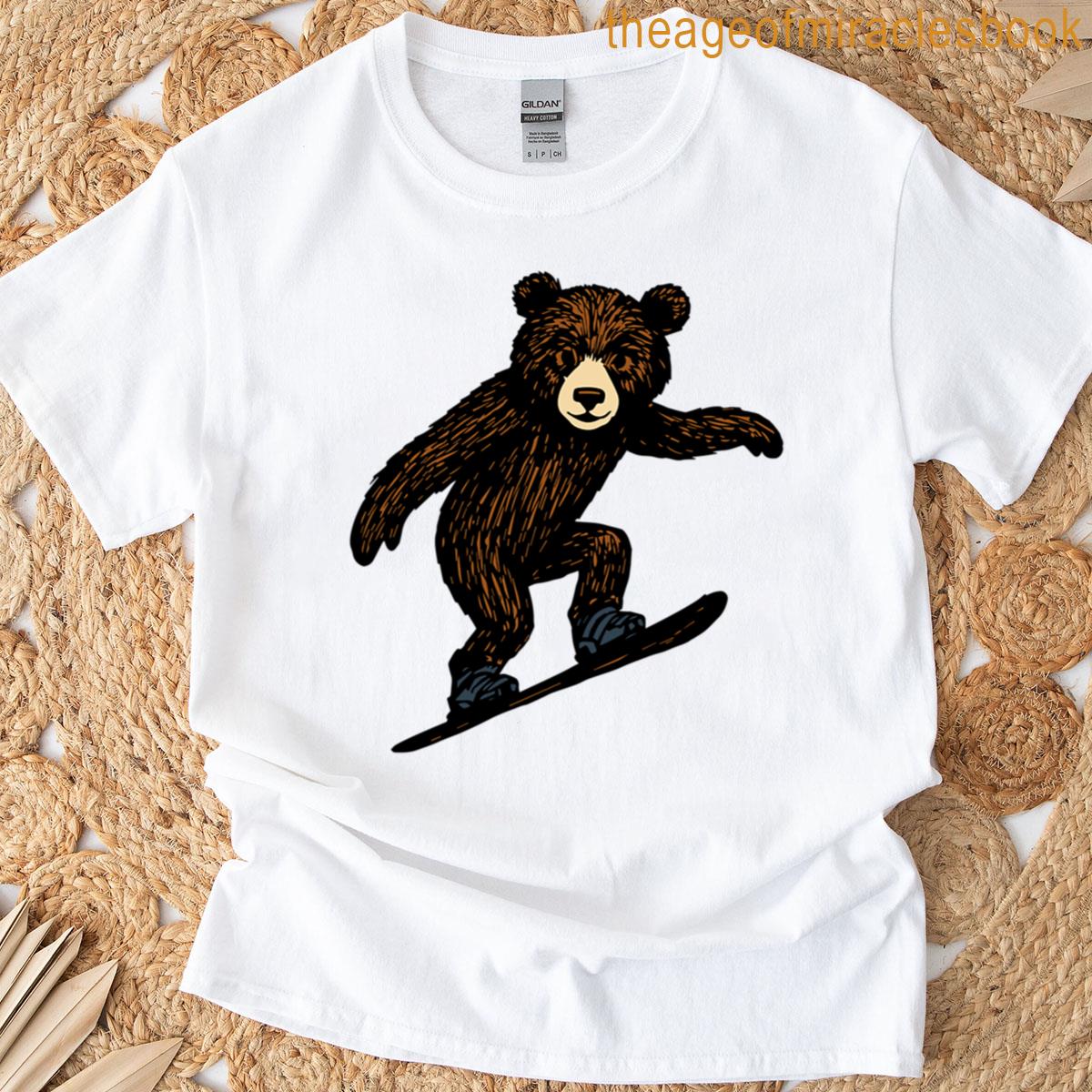 Cute Bear Doing Snowboarding T-shirt