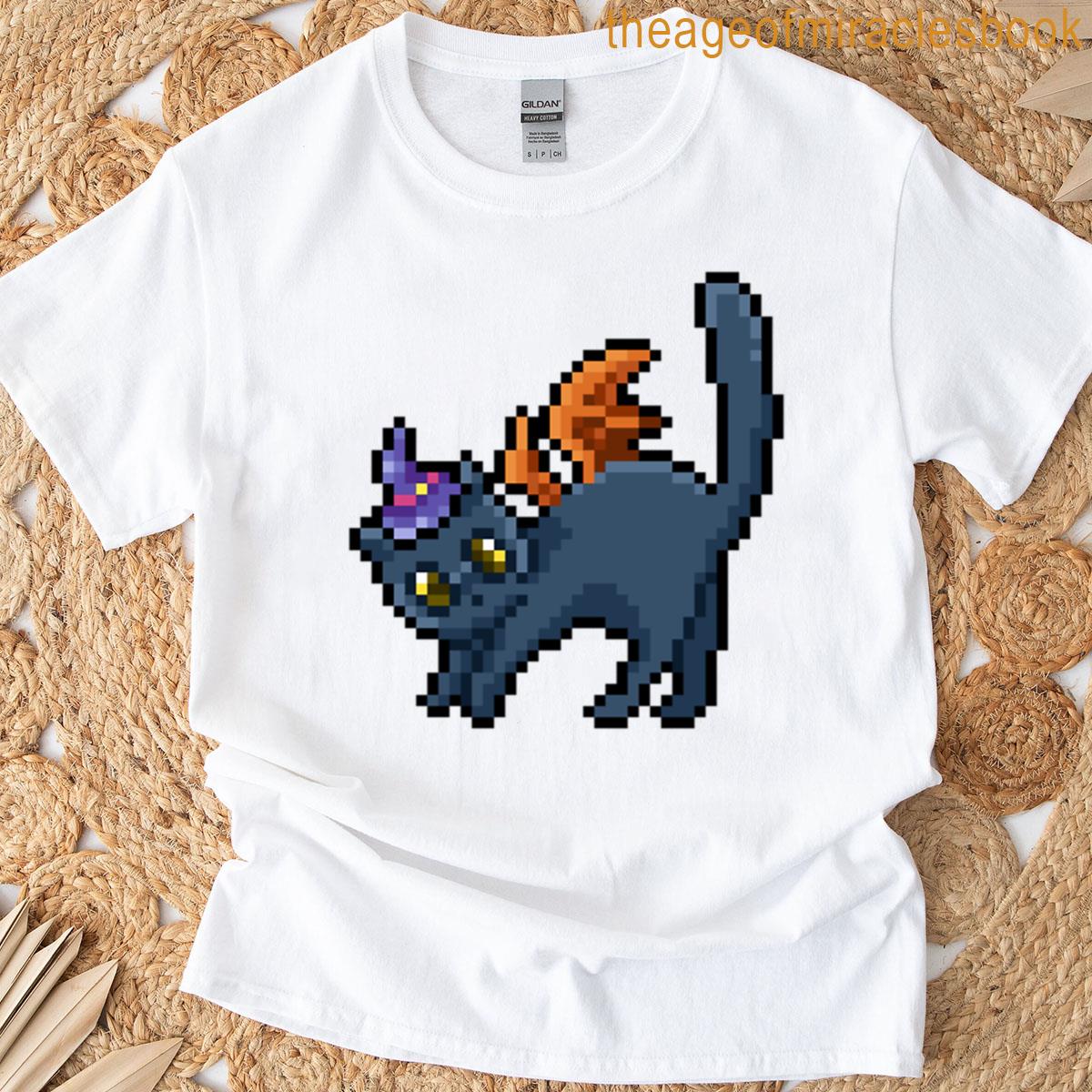 Pixel Witch Cat Dark Cute Aesthetic T-shirt