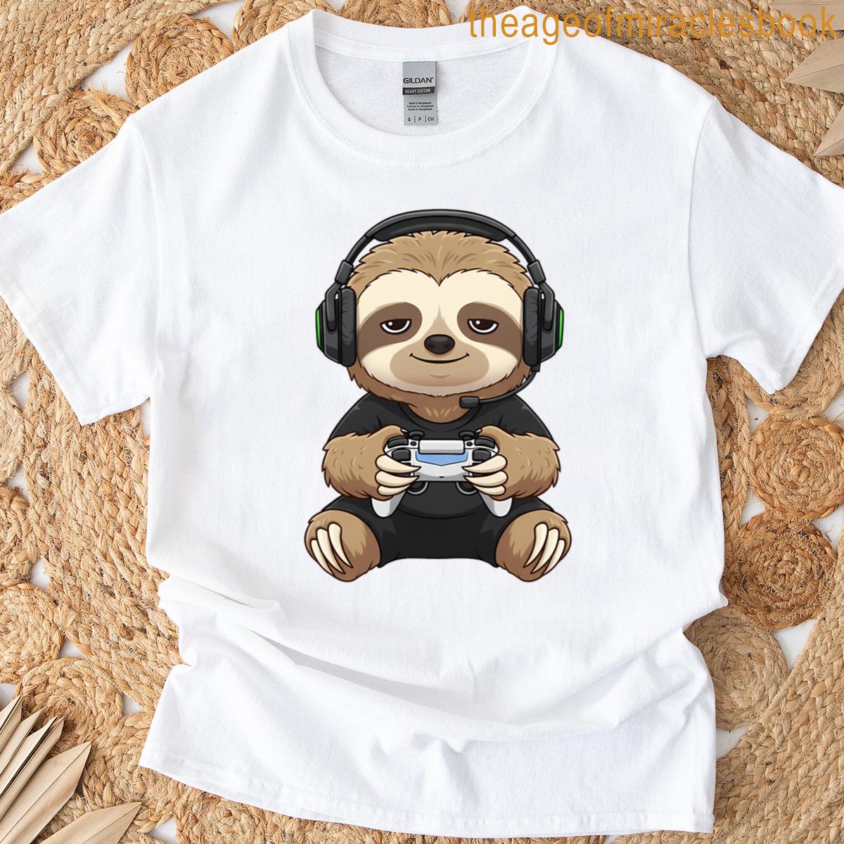 Sloth Gamer Headset Controller Fun T-shirt