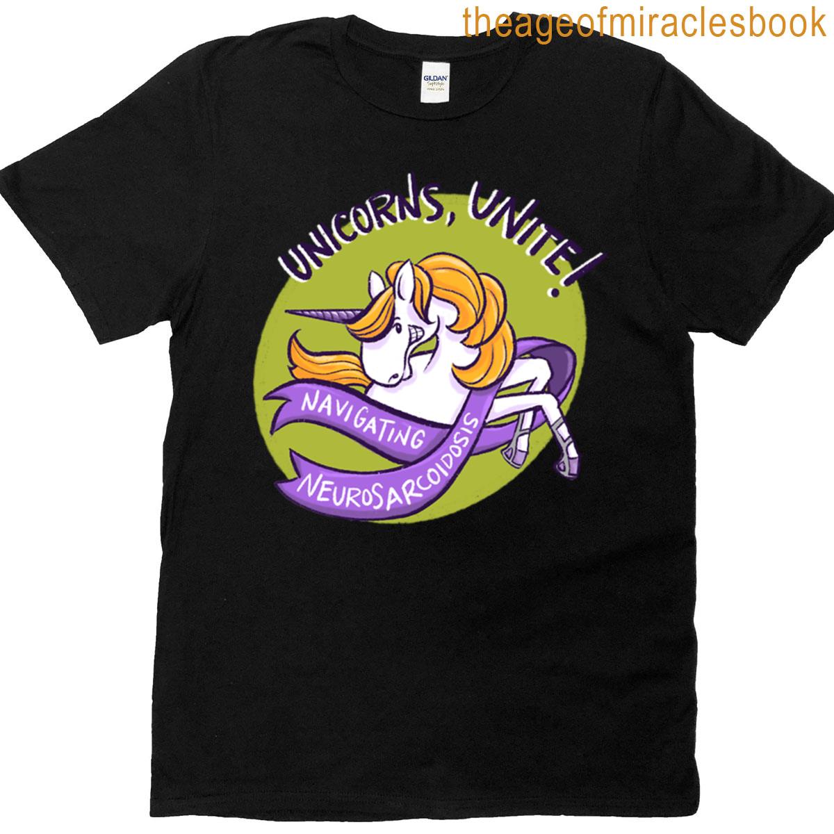 Unicorns Unite Logo Green Background – Large T-shirt