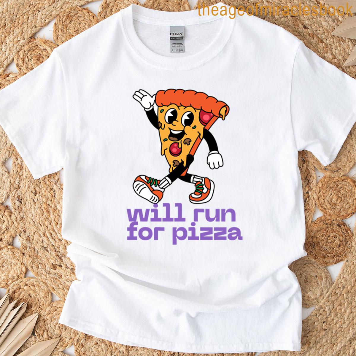 Will Run For Pizza Retro Mascot T-shirt