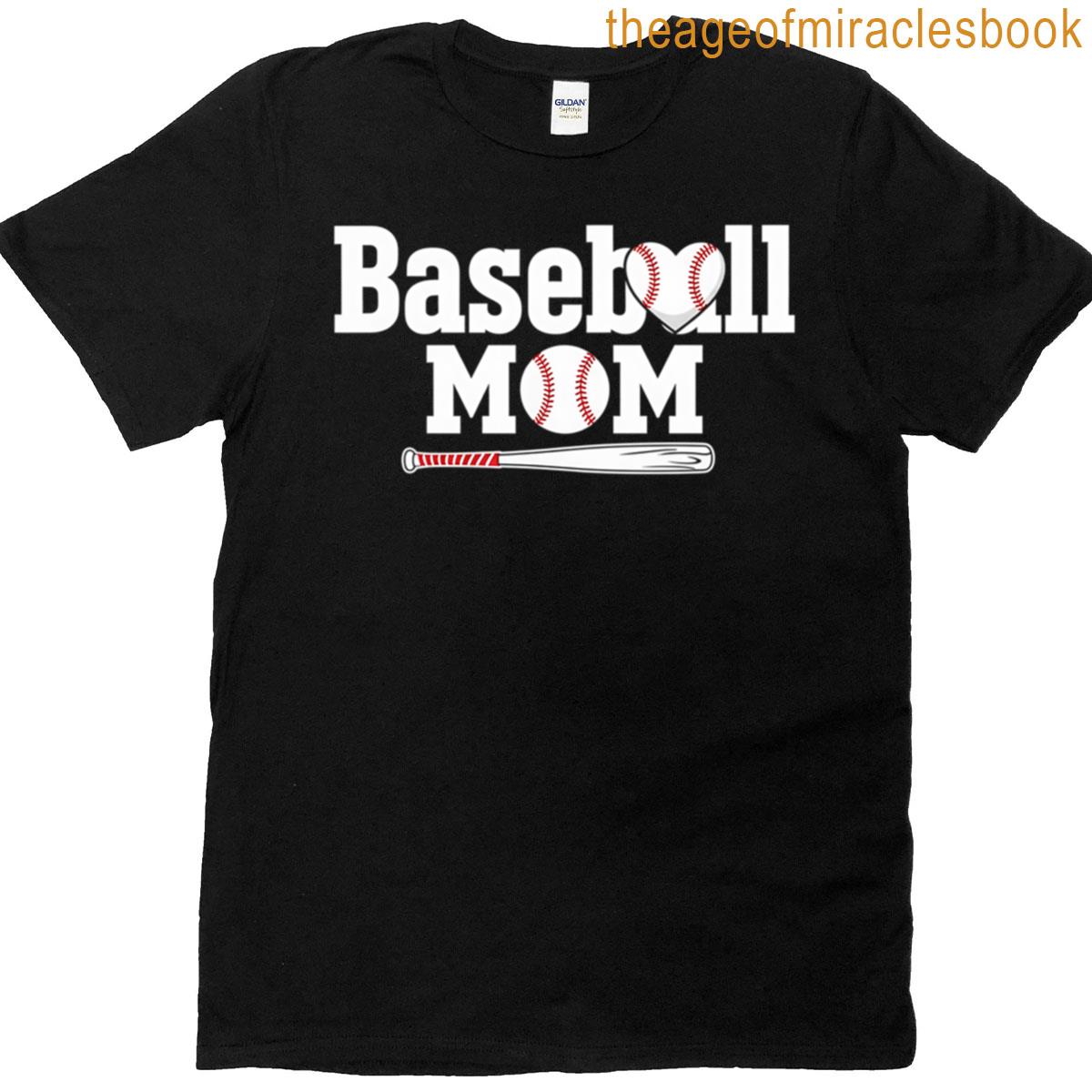 Womens Baseball Mom Baseball Heart T-shirt