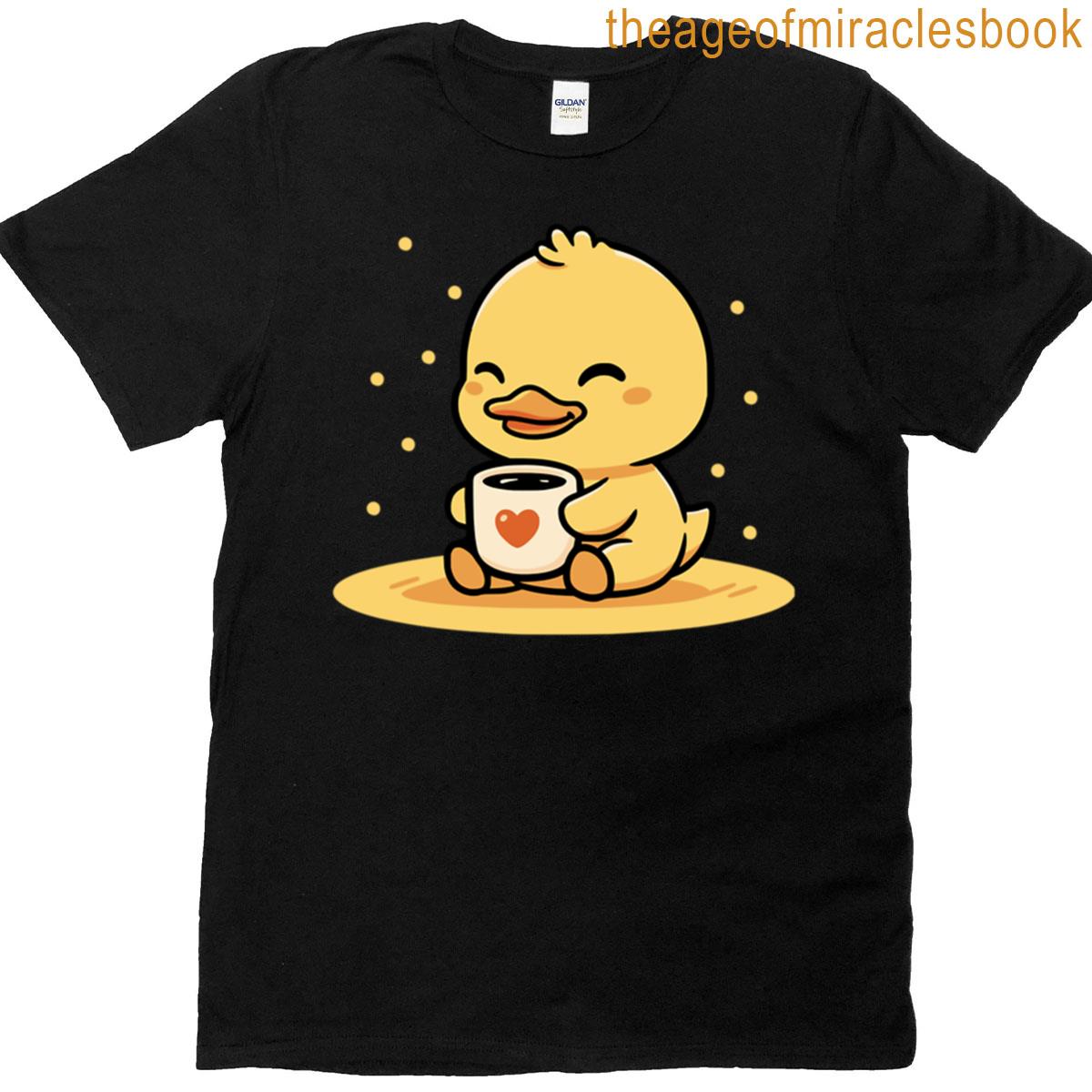 Cute Baby Duck Drinking Coffee T-shirt