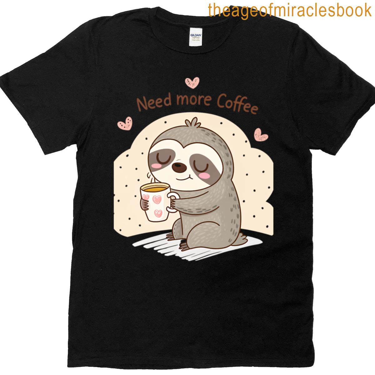 Funny Sloth Coffee Sticker T-shirt