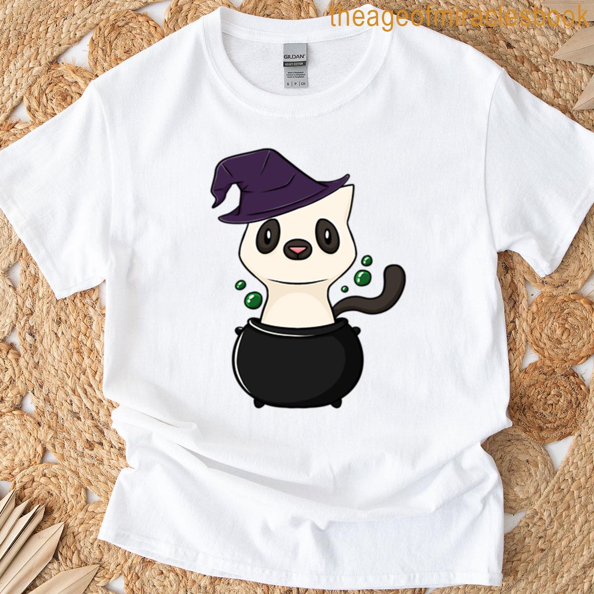 Ghost Cat In Cauldron T-shirt