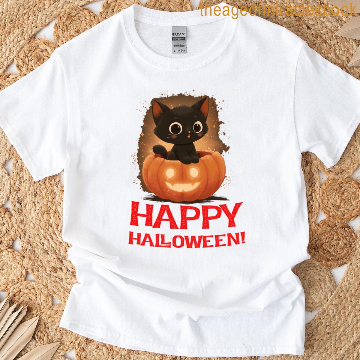 Halloween Pumpkin Cat T-shirt
