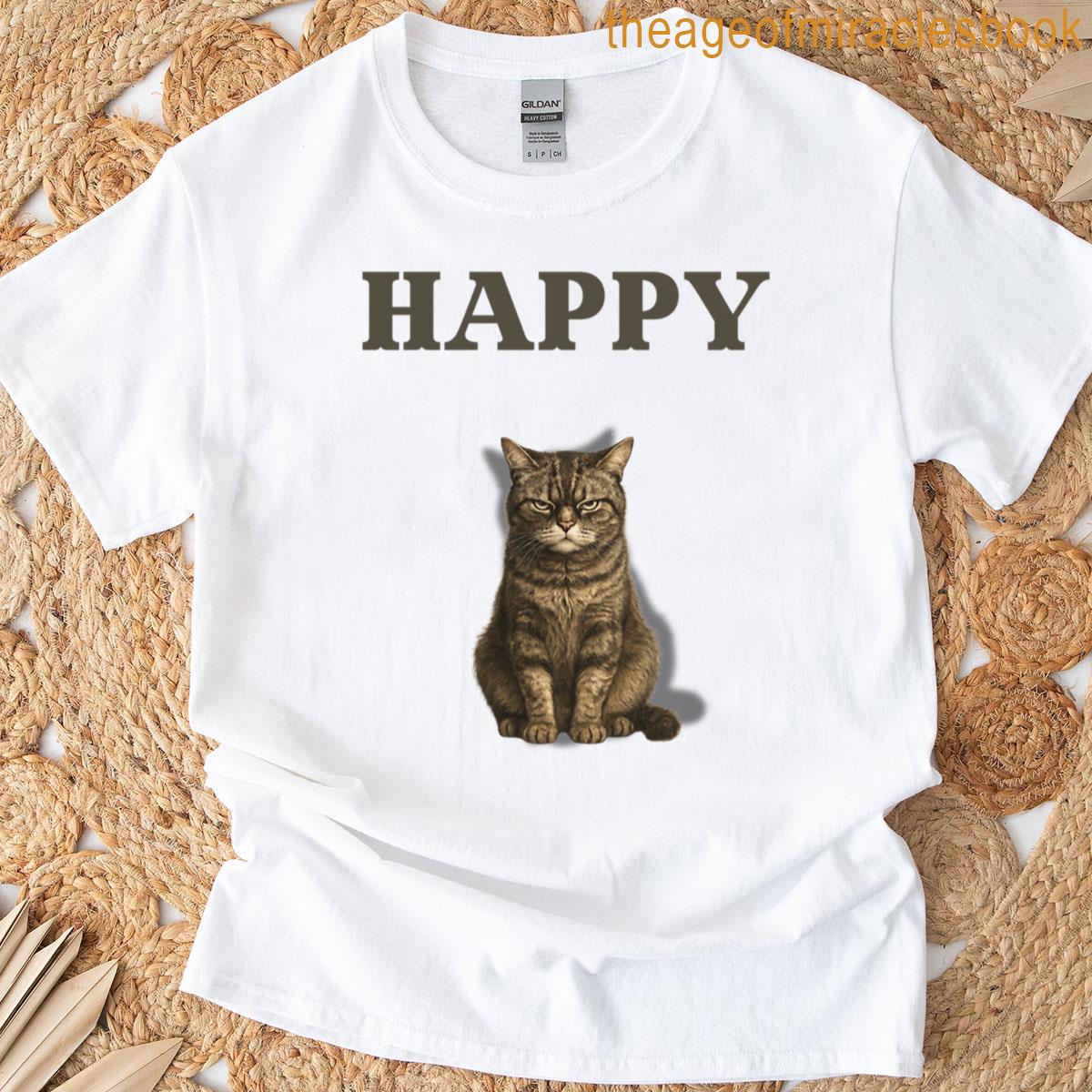 Happy Angry Cat Hyperrealistic Ironic Illustration T-shirt