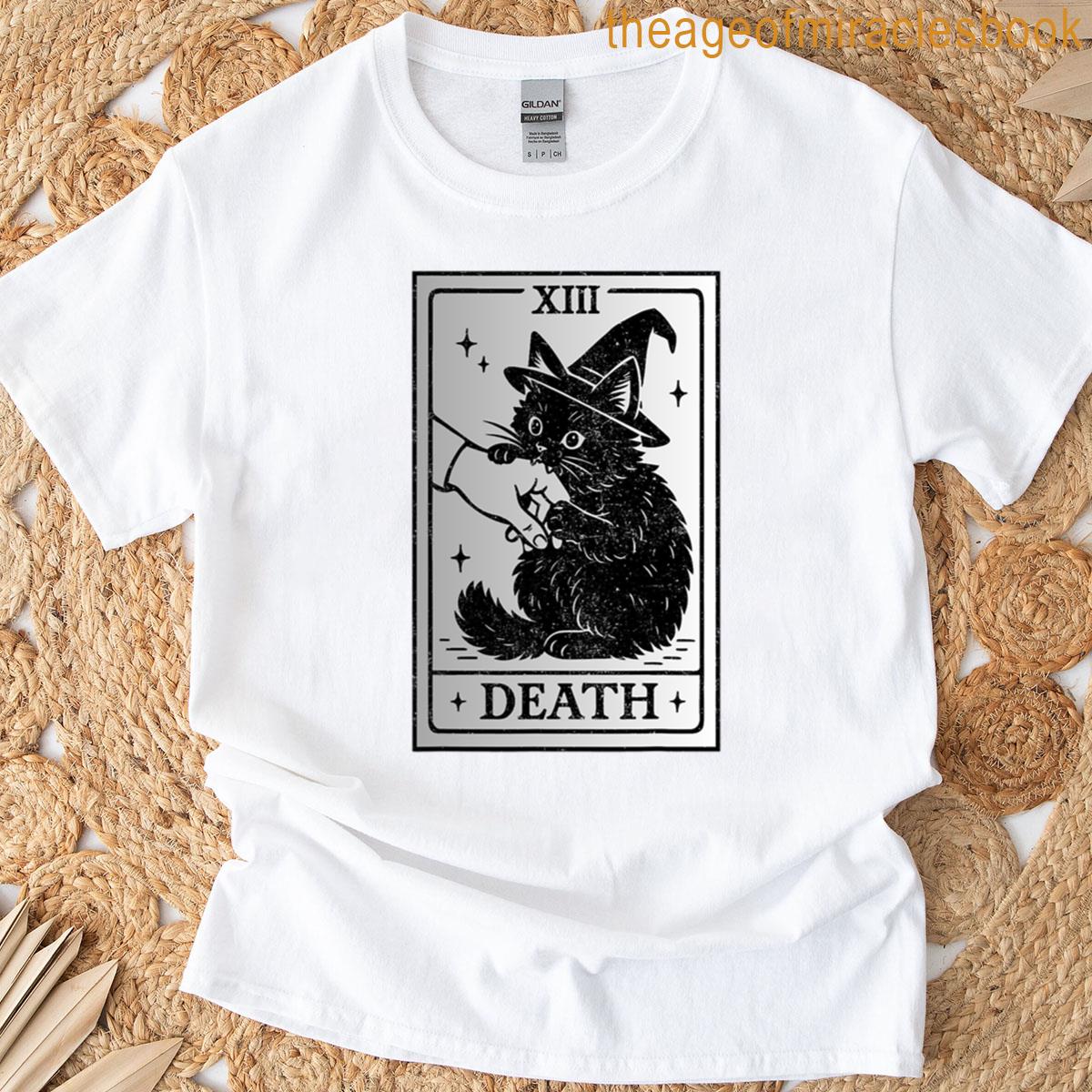 Black Cat Death Tarot Card T-shirt