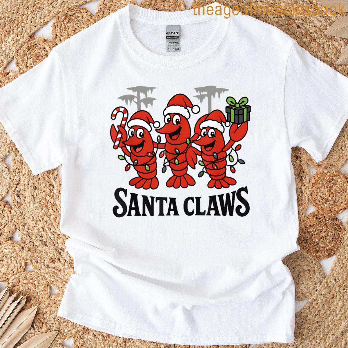 Crawfish Santa Claws Christmas T-shirt