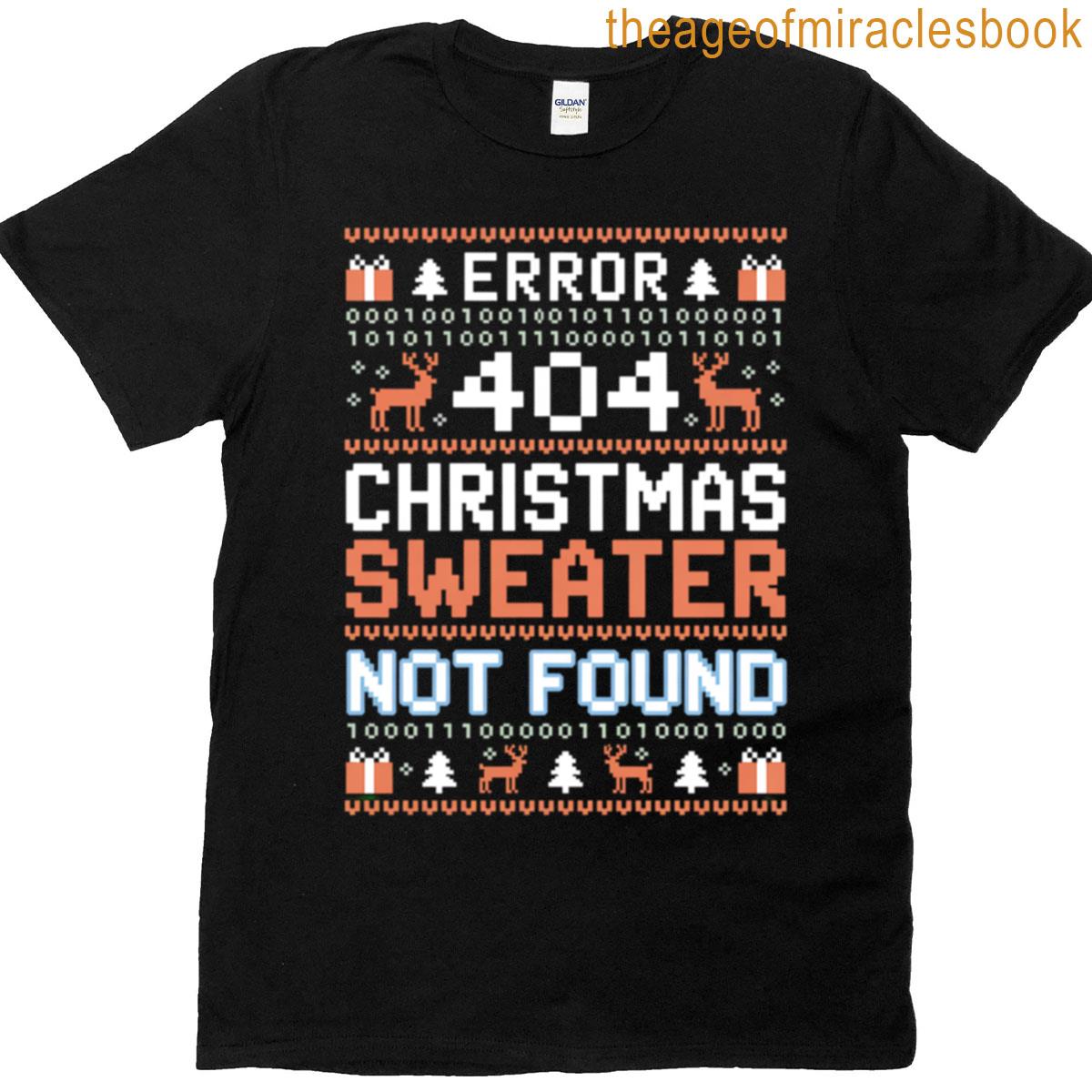 Funny Error 404 Christmas Pixel Meme T-shirt