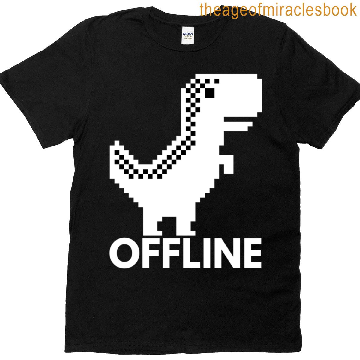 Offline Dinosaur Funny Retro Pixel Art Design T-shirt