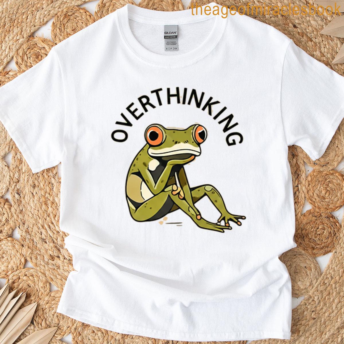 Overthinking Frog Aesthetic – Relatable Deep Thoughts Meme Oversized T-shirt