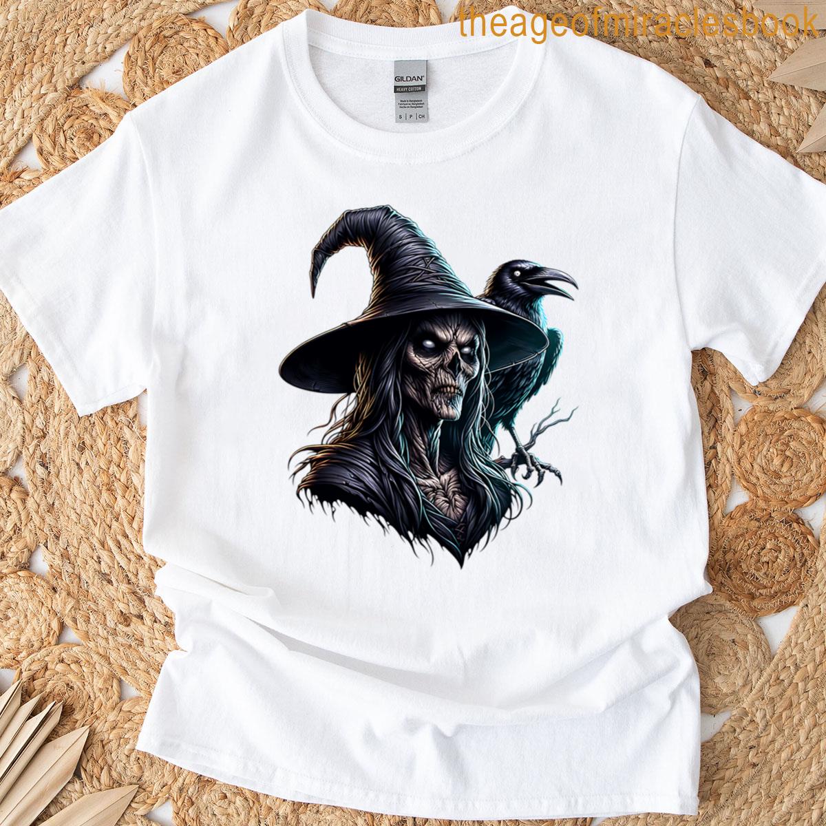Scary Horror Witch With Raven T-shirt