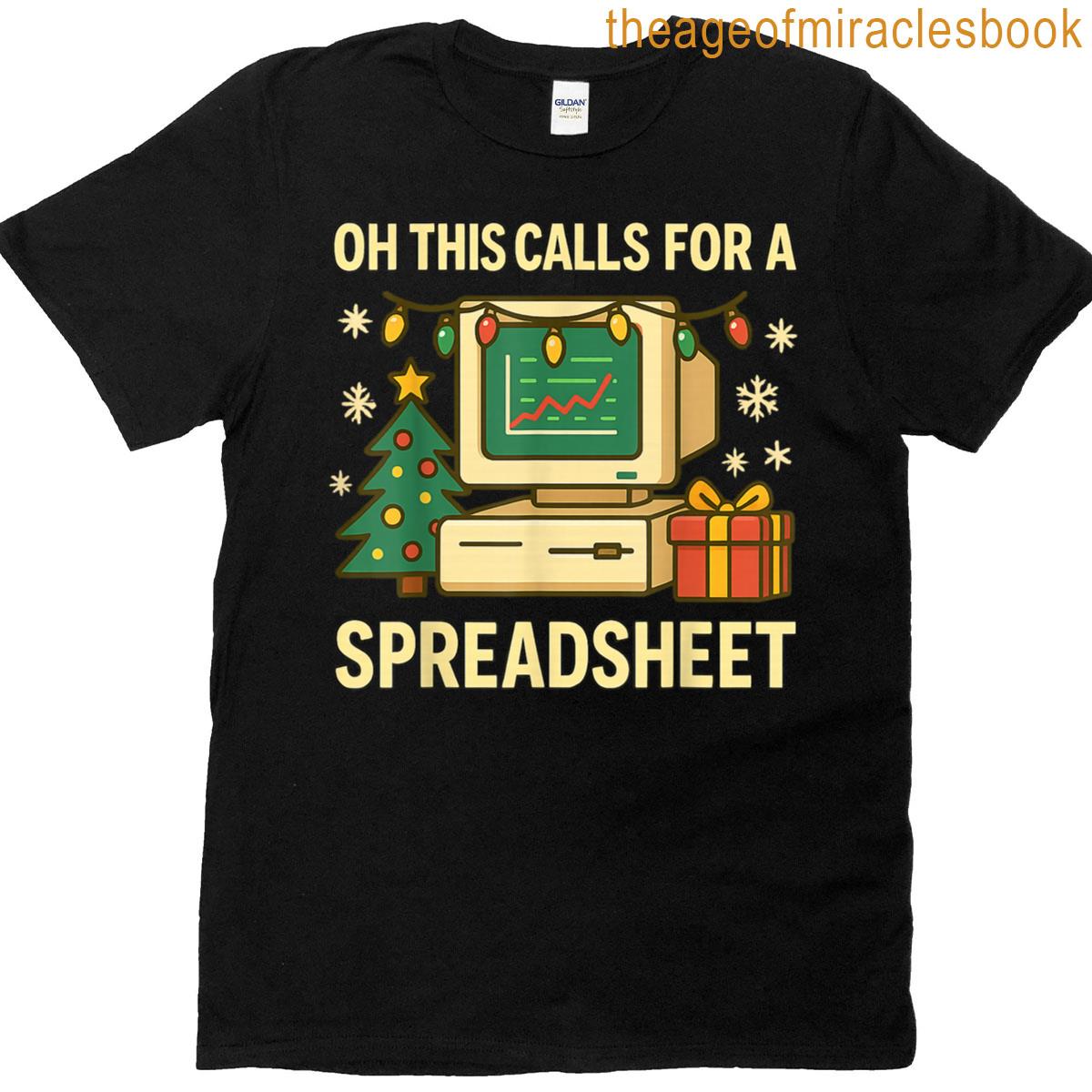 Funny Christmas Spreadsheet Retro Computer Christmas T-shirt