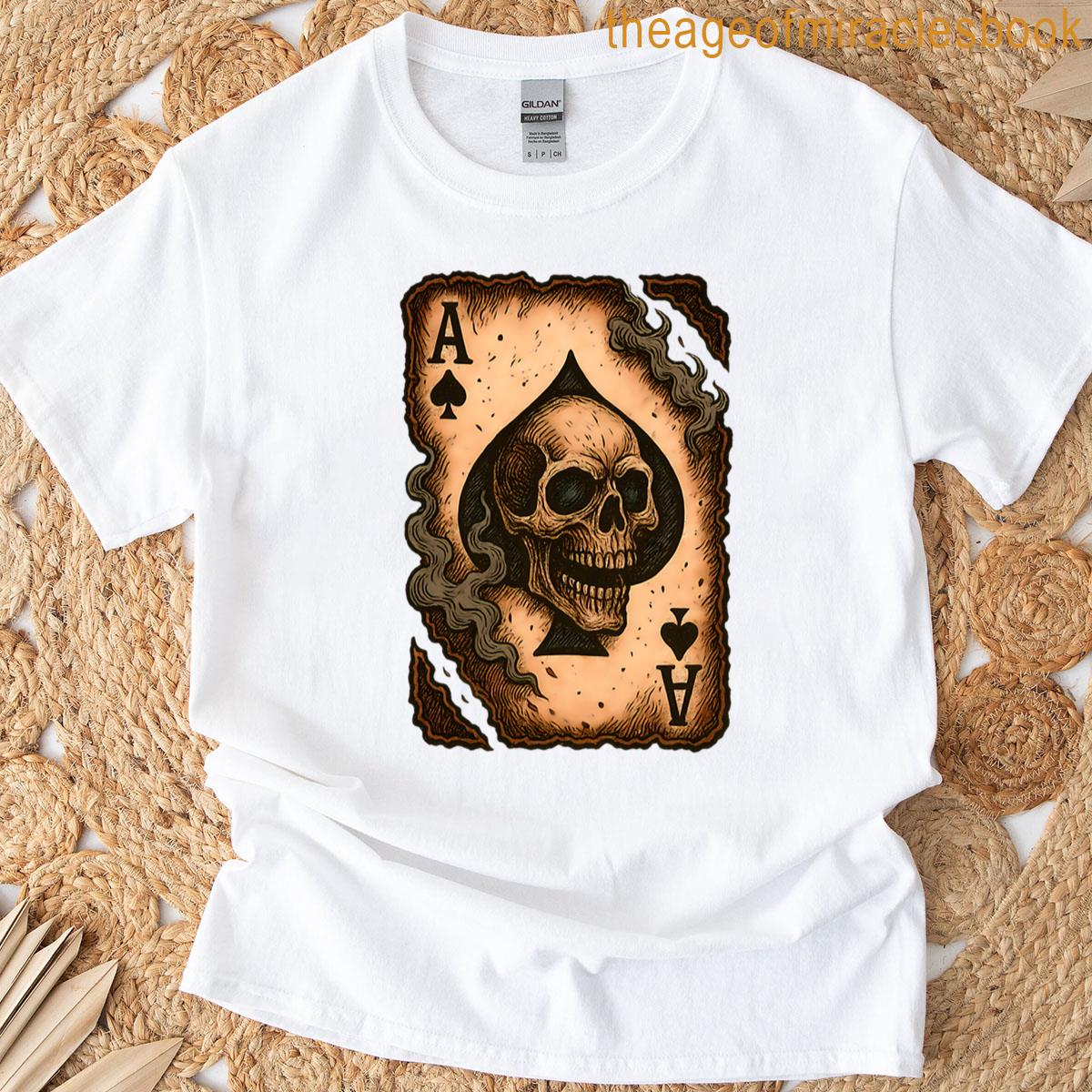 Gothic Skull Ace Playing Card Fire Death T-shirt