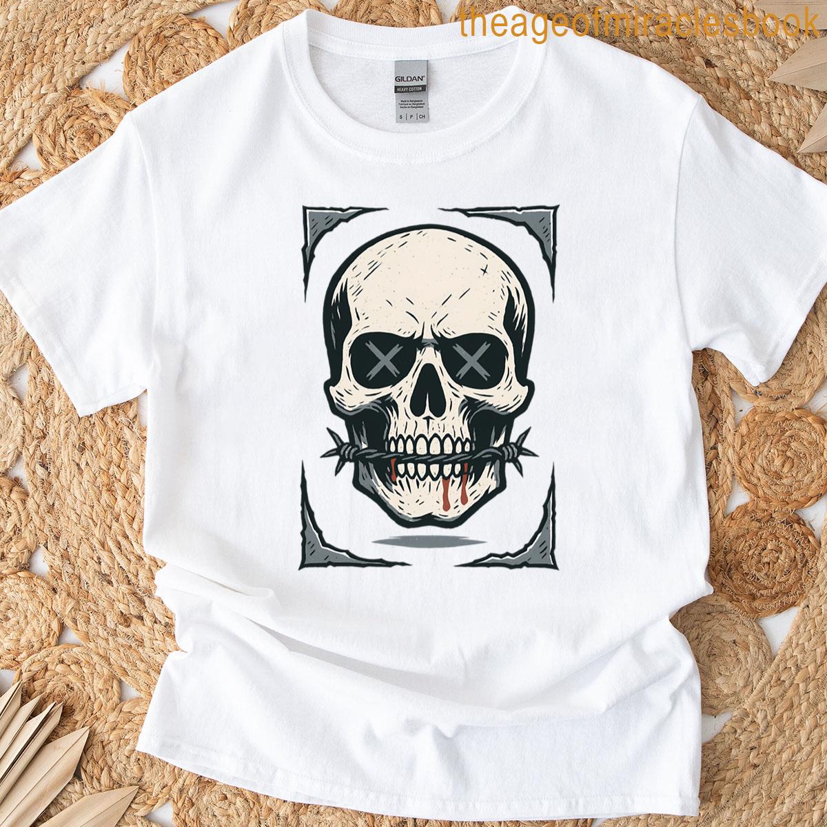 Skull Barbed Wire Horror Dark Gothic T-shirt