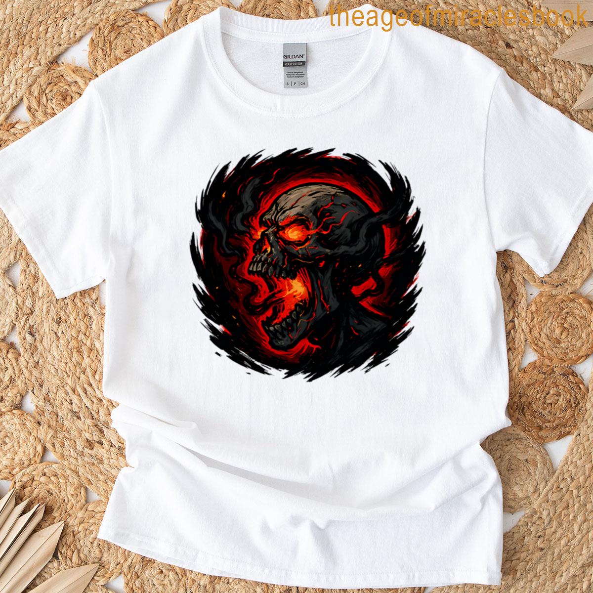Skull Fire Smoke Rage Halloween T-shirt