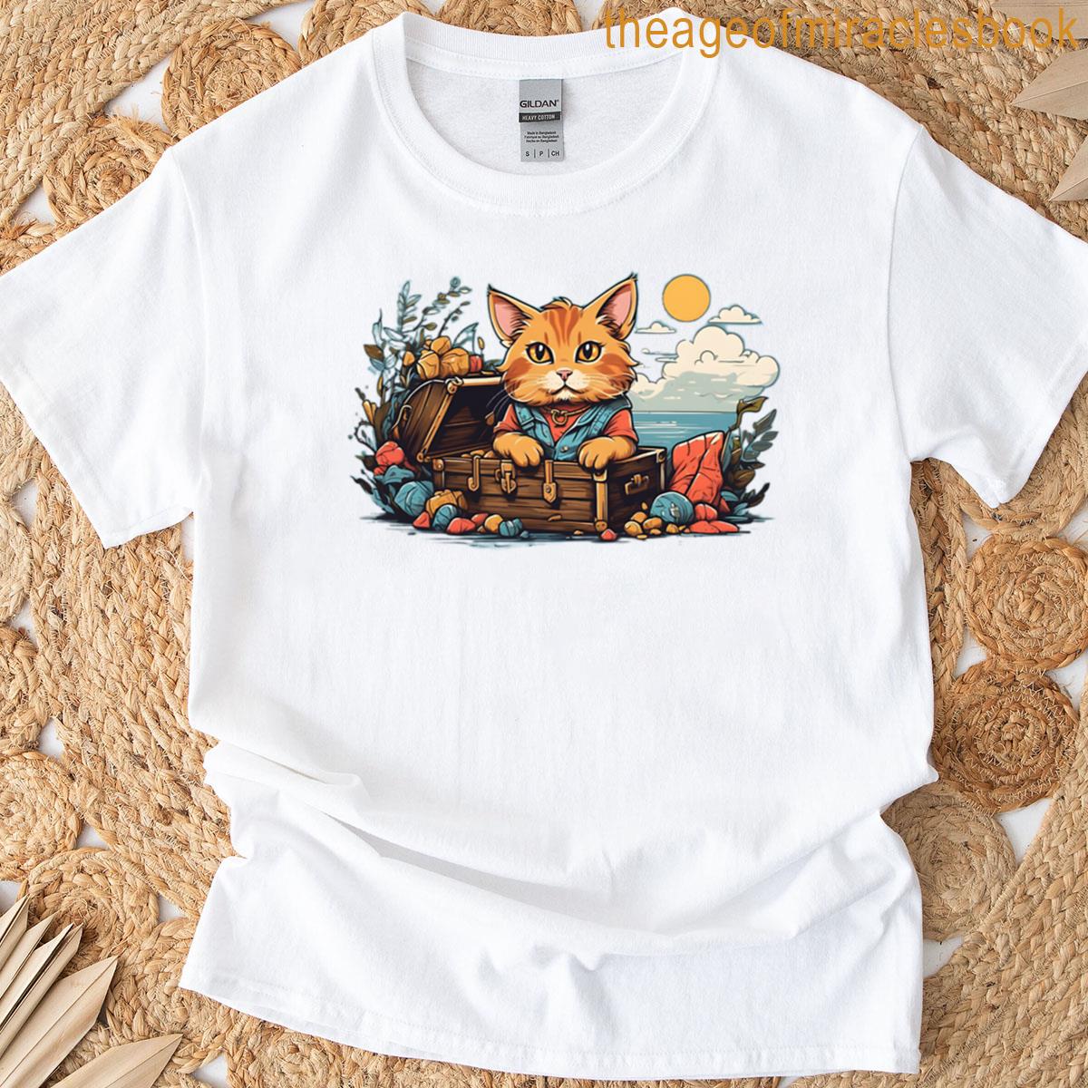 Cat With Hidden Treasure Chest T-shirt