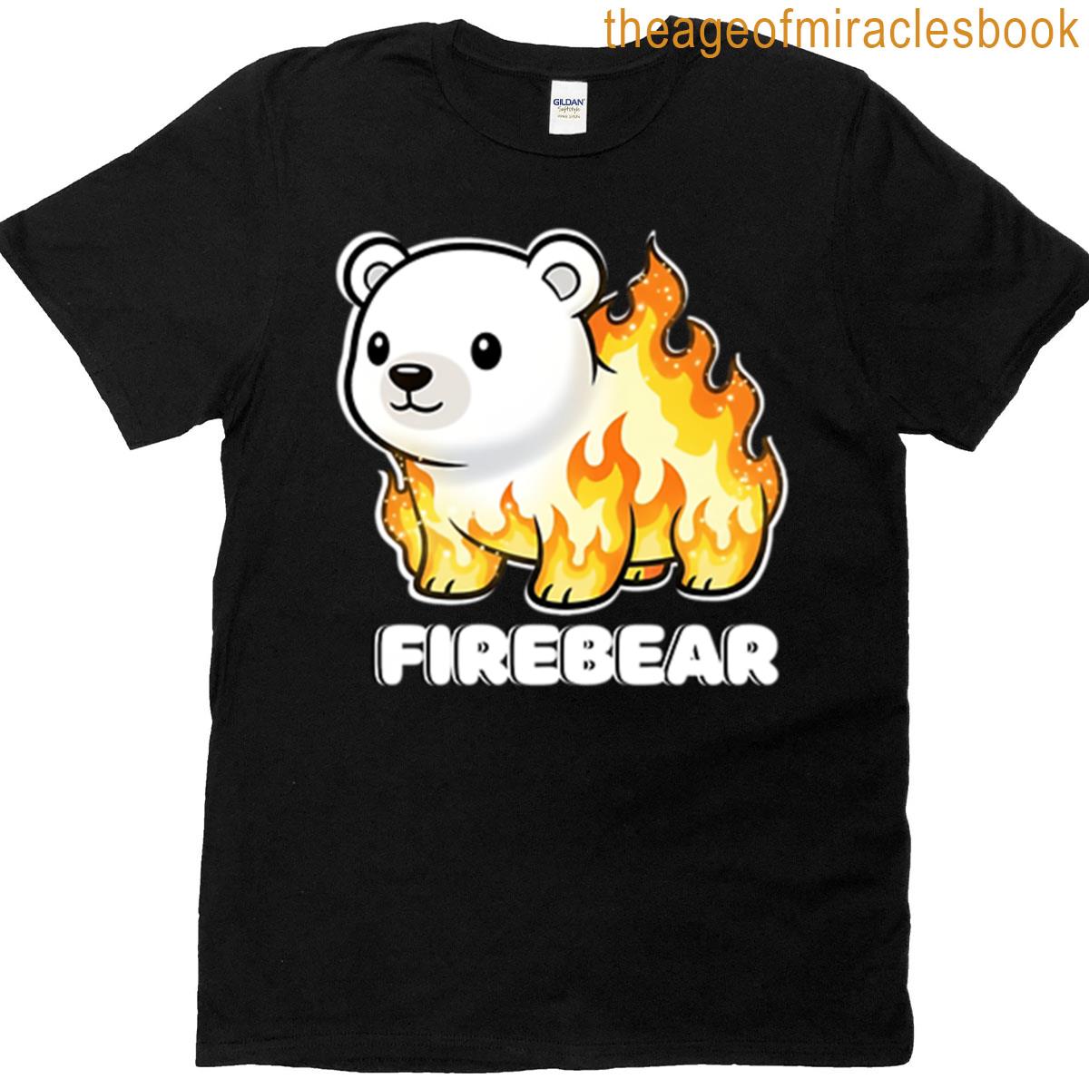 Cute Polar Bear In Flame Design Firebear T-shirt