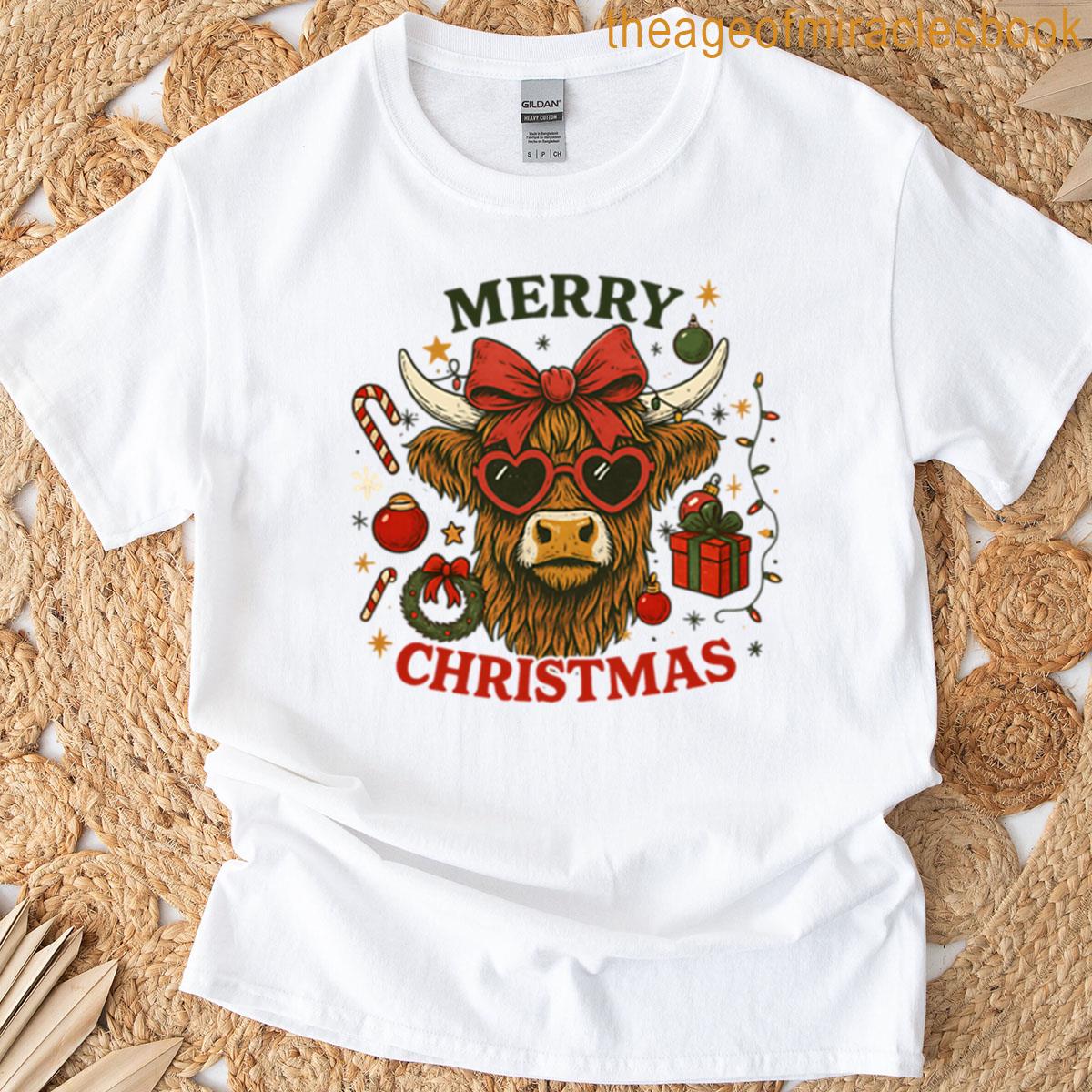 Funny Cow Merry Christmas T-shirt Funny Cow Merry Christmas T-shirt