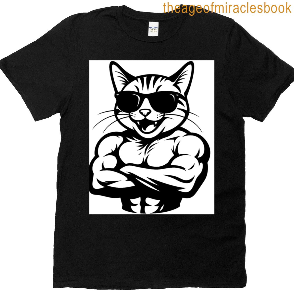 Muscle Cat With Sunglasses T-shirt